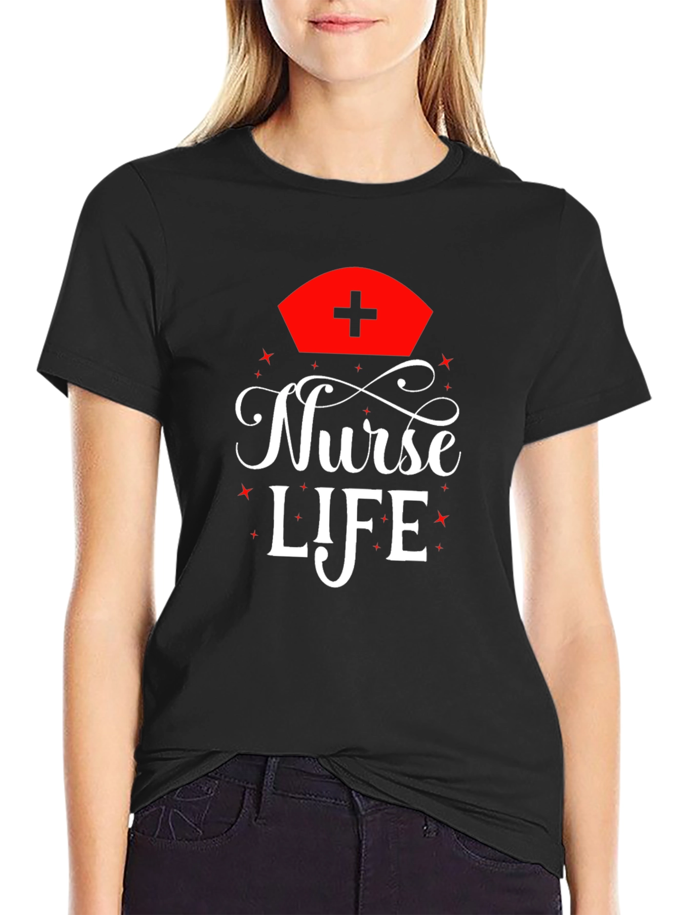 Nurse Life Graphic Tee - Black Cotton T-Shirt