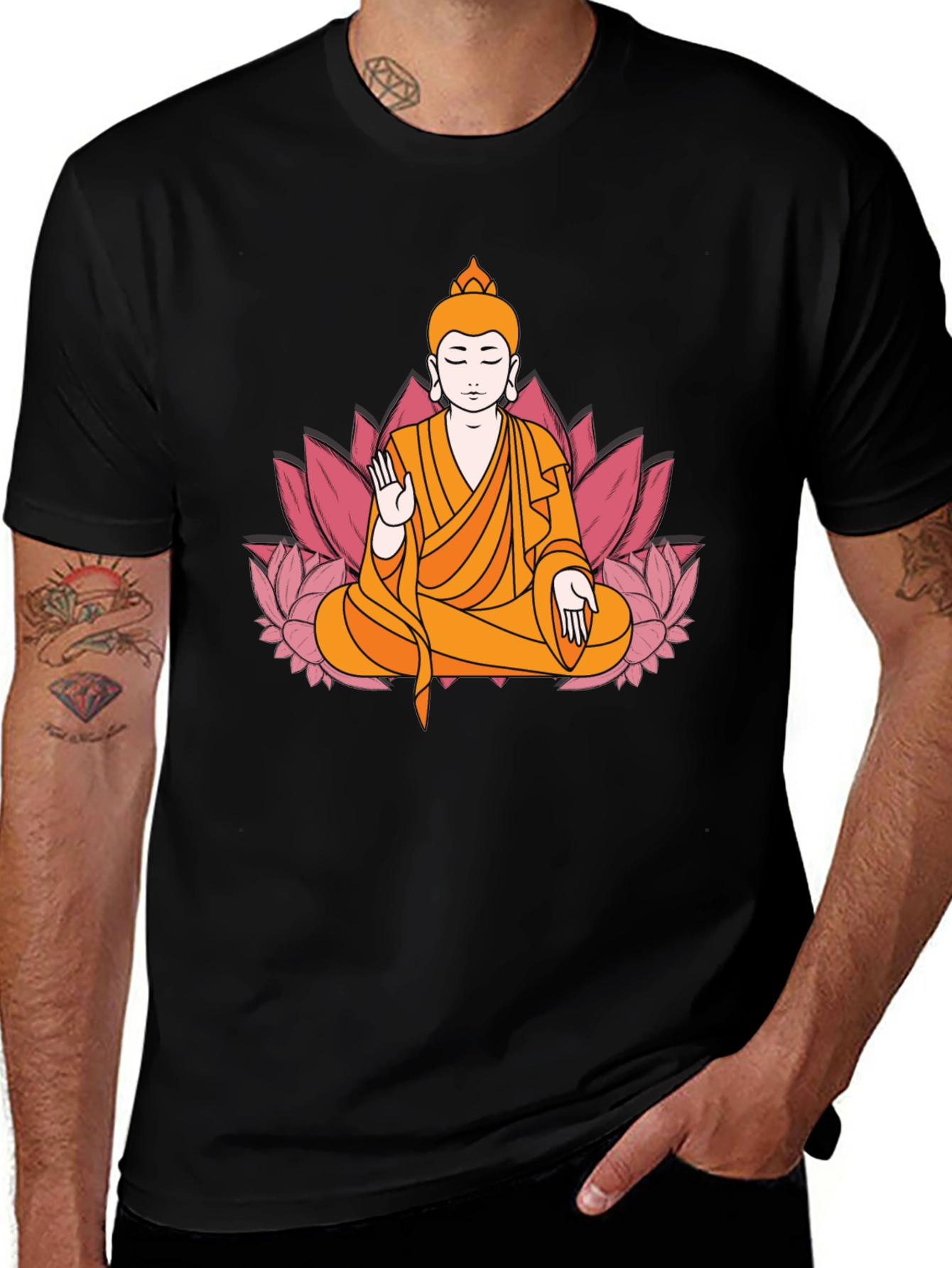 Buddha Lotus Flower Graphic Tee