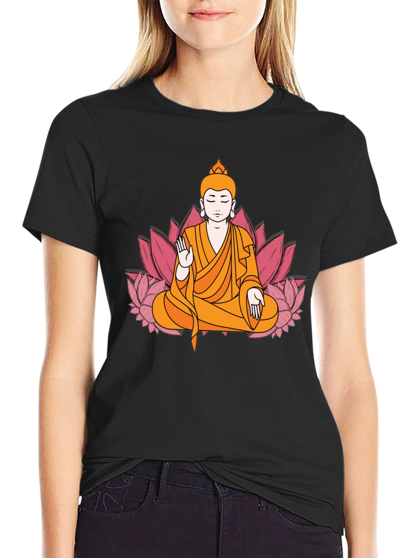 Buddha Lotus Flower Graphic Tee