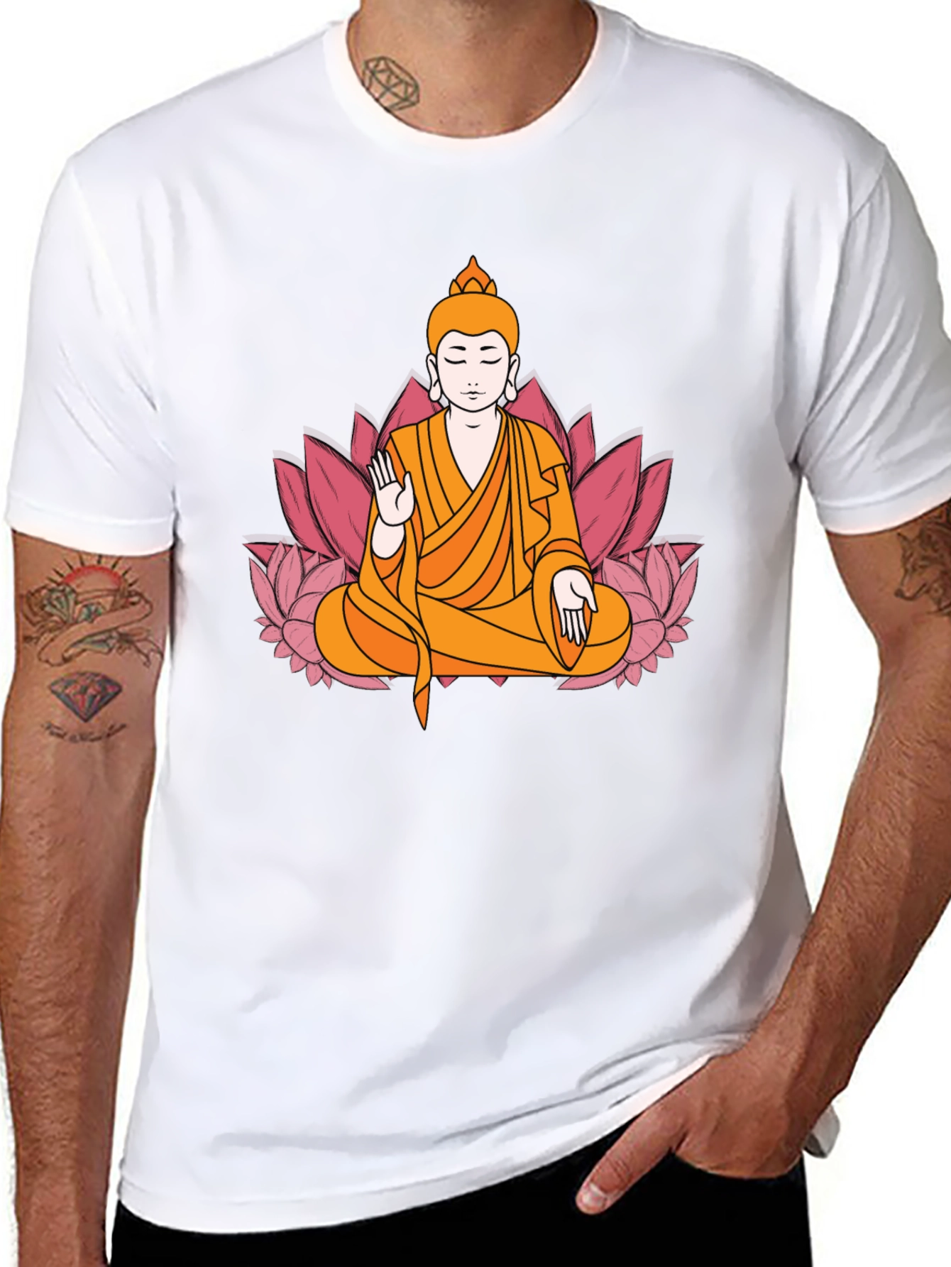 Buddha Lotus Flower Graphic Tee