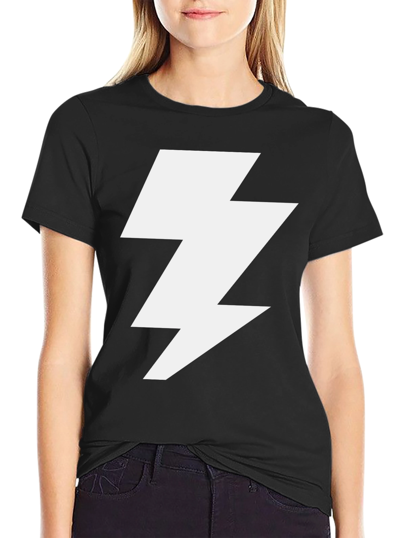 Lightning Bolt Graphic Tee - Bold Black T-Shirt