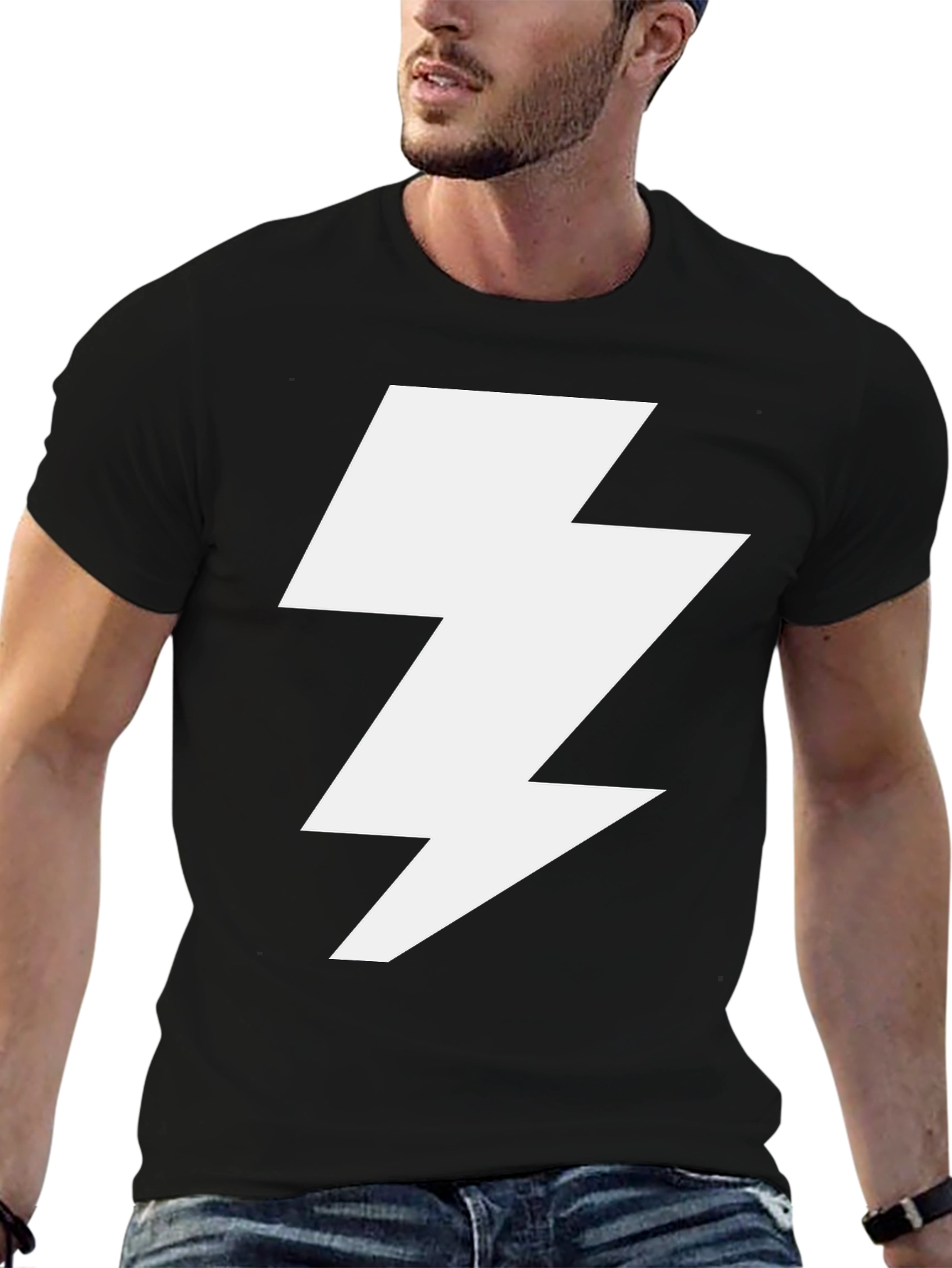Lightning Bolt Graphic Tee - Bold Black T-Shirt