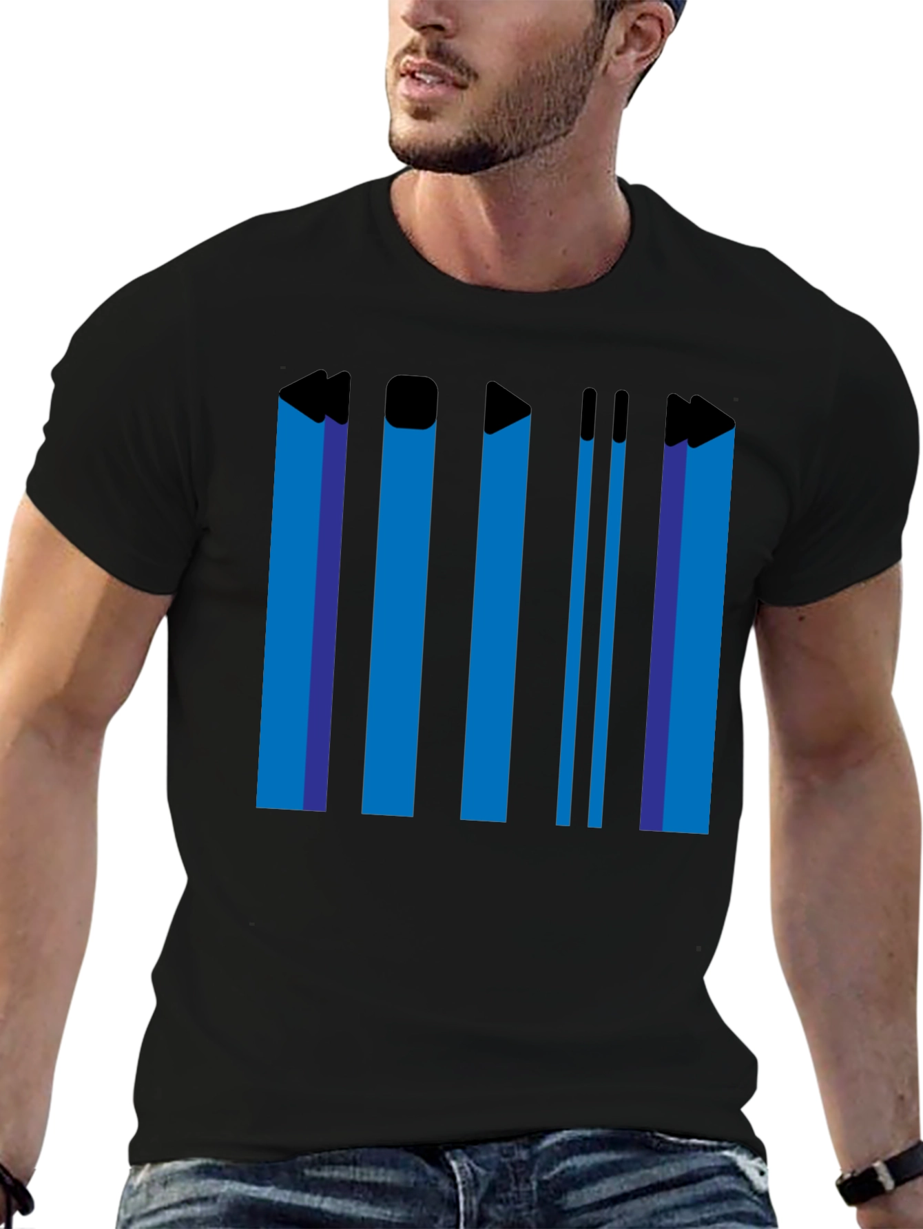 Retro Media Player T-Shirt - Black Graphic Tee