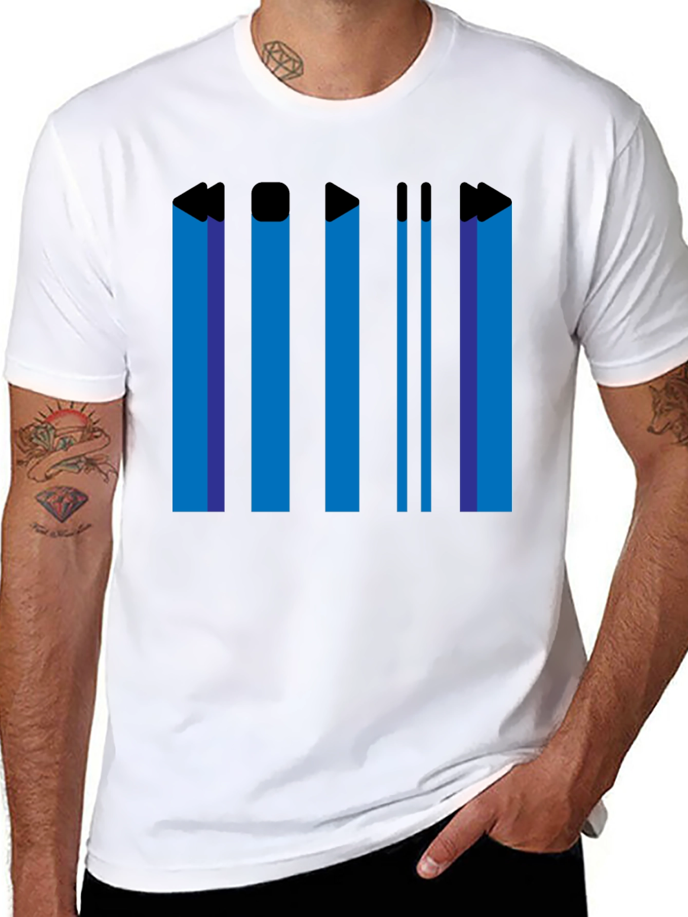 Retro Media Player T-Shirt - Black Graphic Tee