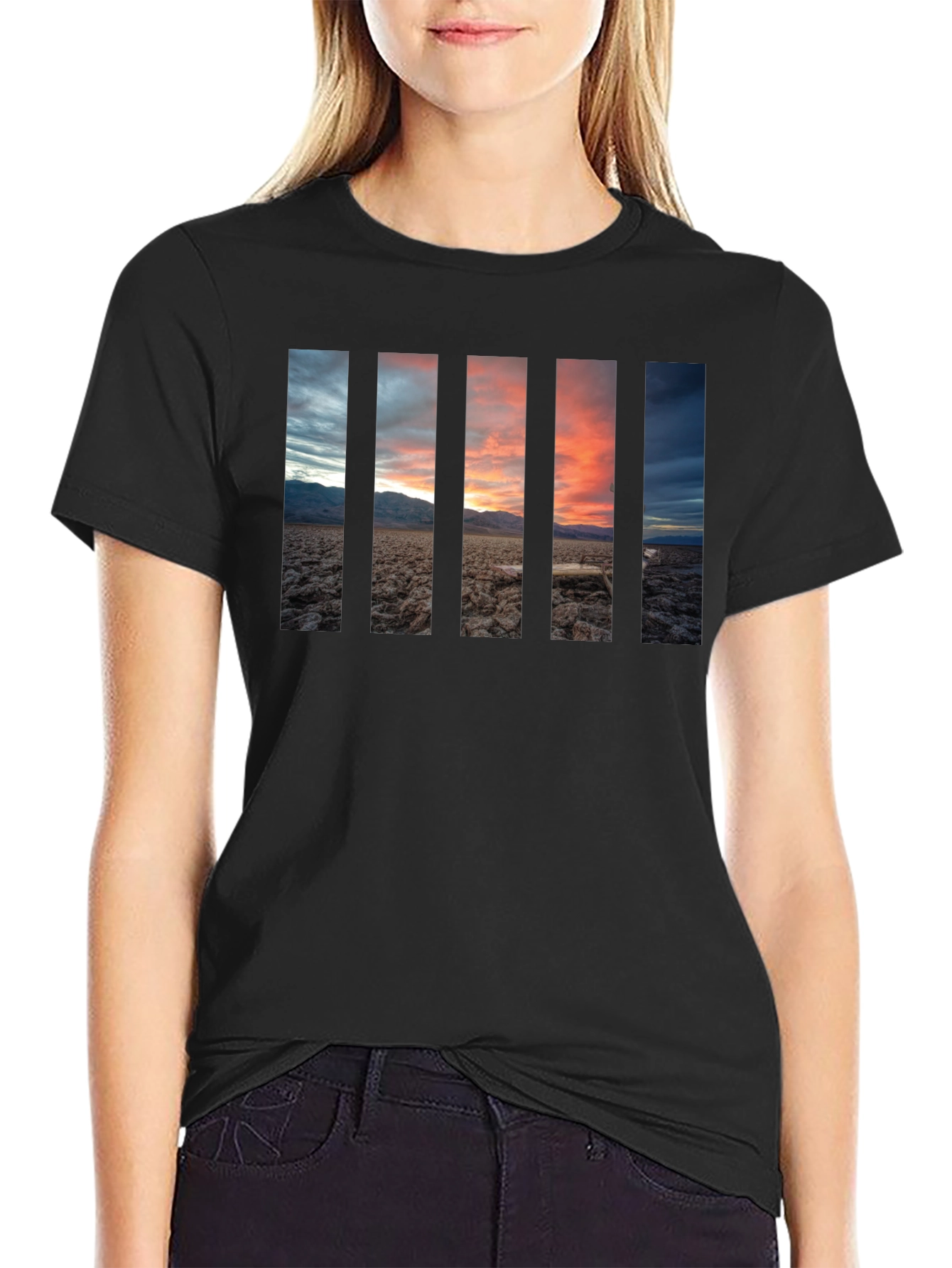 Sunset Panel Graphic Black T-Shirt