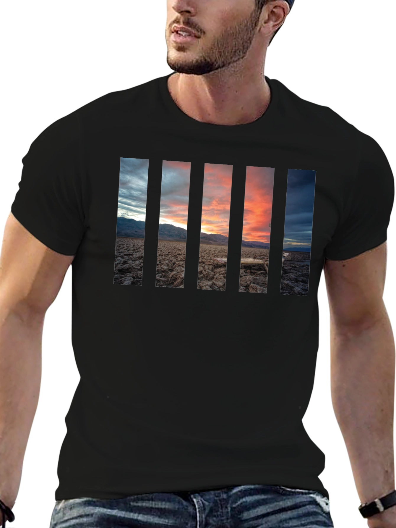 Sunset Panel Graphic Black T-Shirt