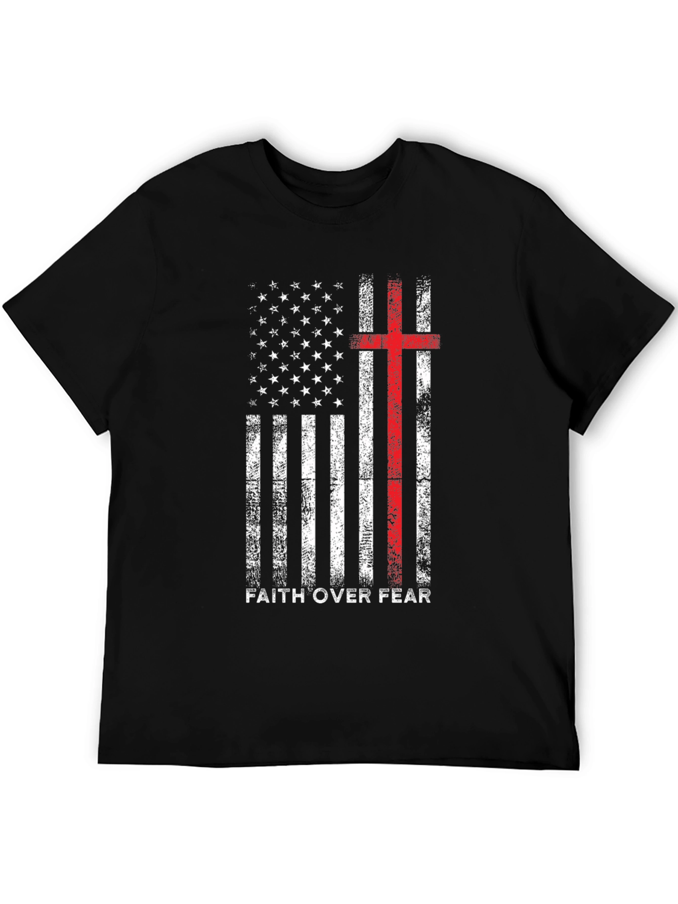 Faith Over Fear American Flag Cross T-Shirt