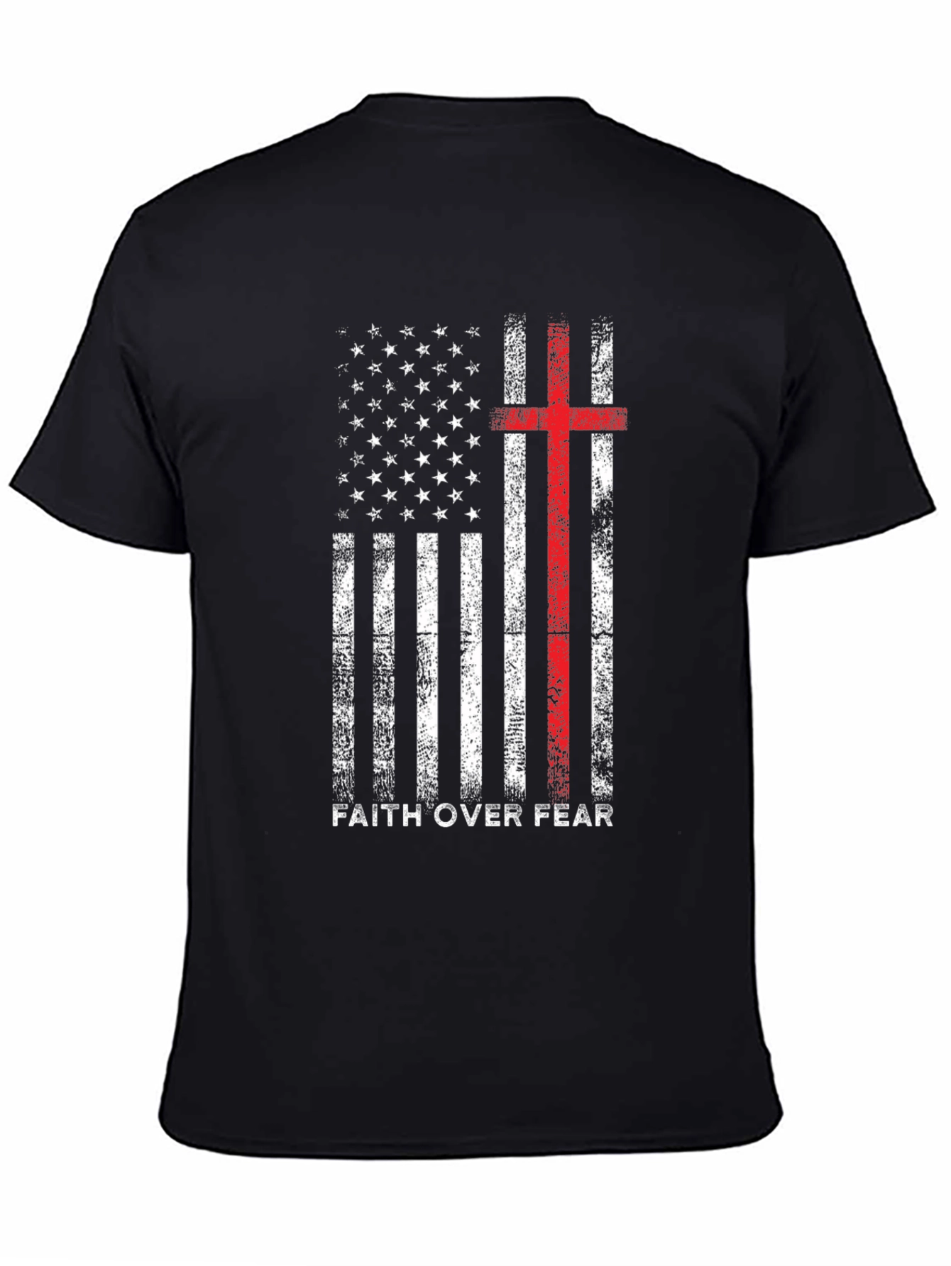 Faith Over Fear American Flag Cross T-Shirt