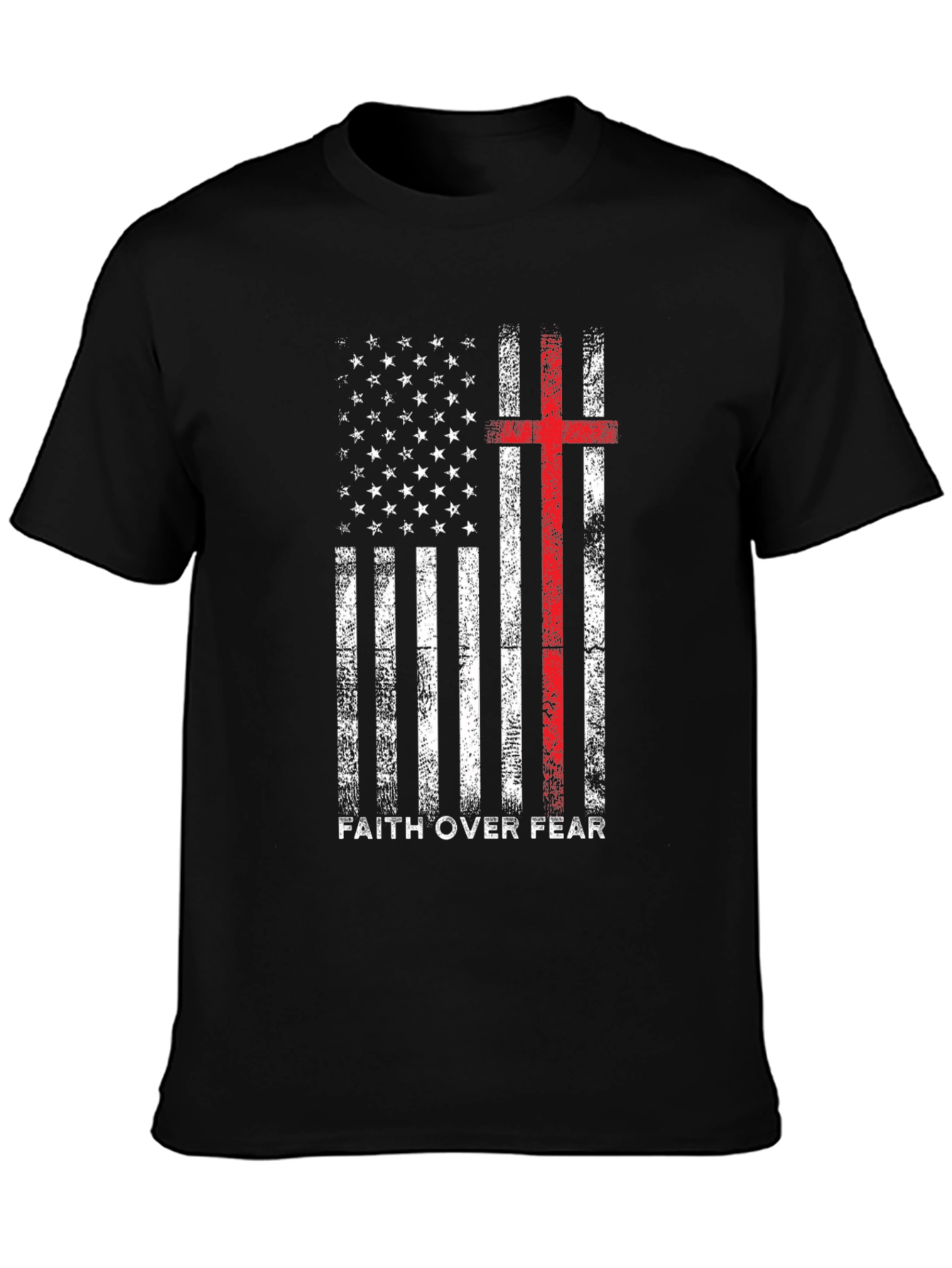 Faith Over Fear American Flag Cross T-Shirt