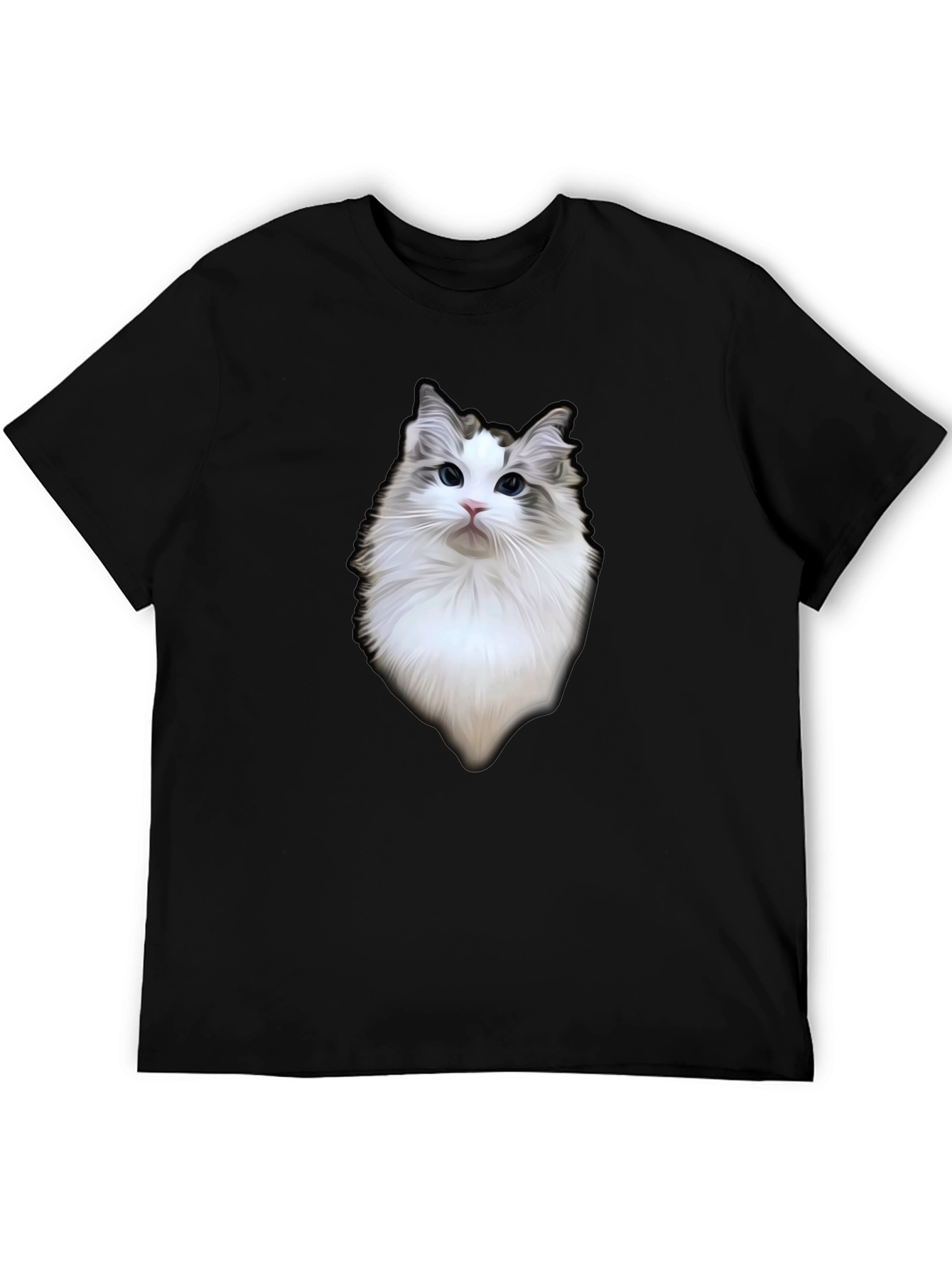 Cat Portrait Black T-Shirt