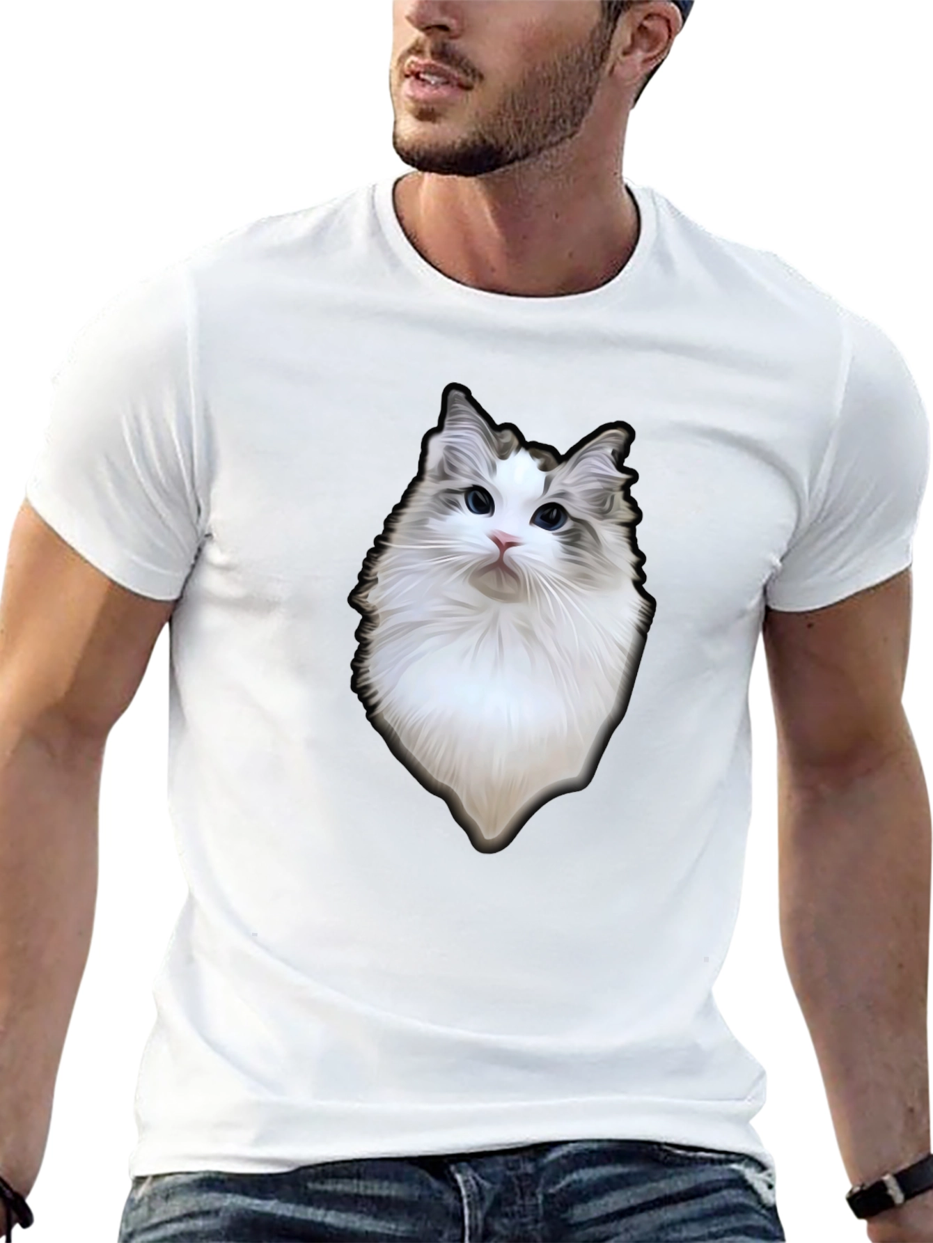 Cat Portrait Black T-Shirt