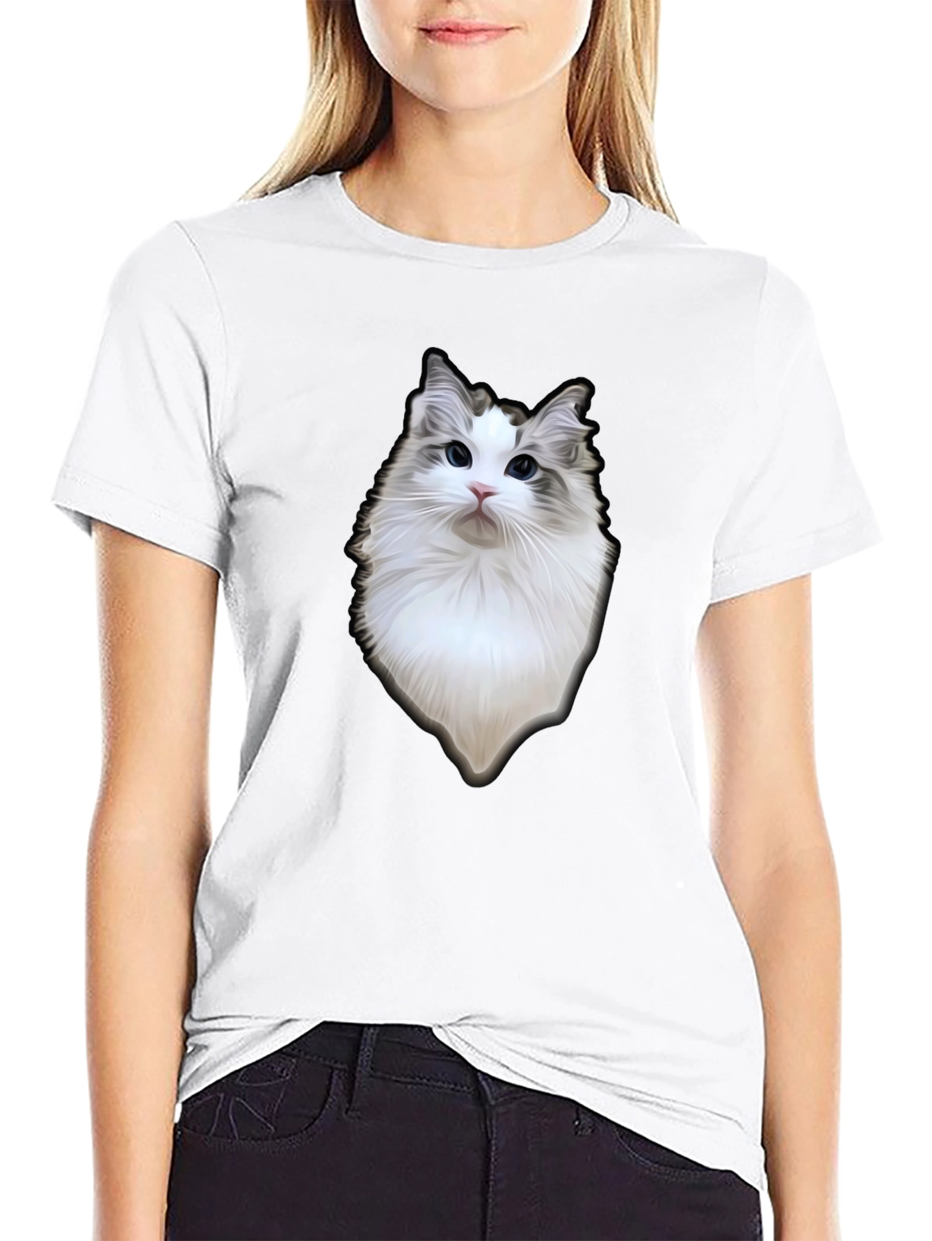 Cat Portrait Black T-Shirt