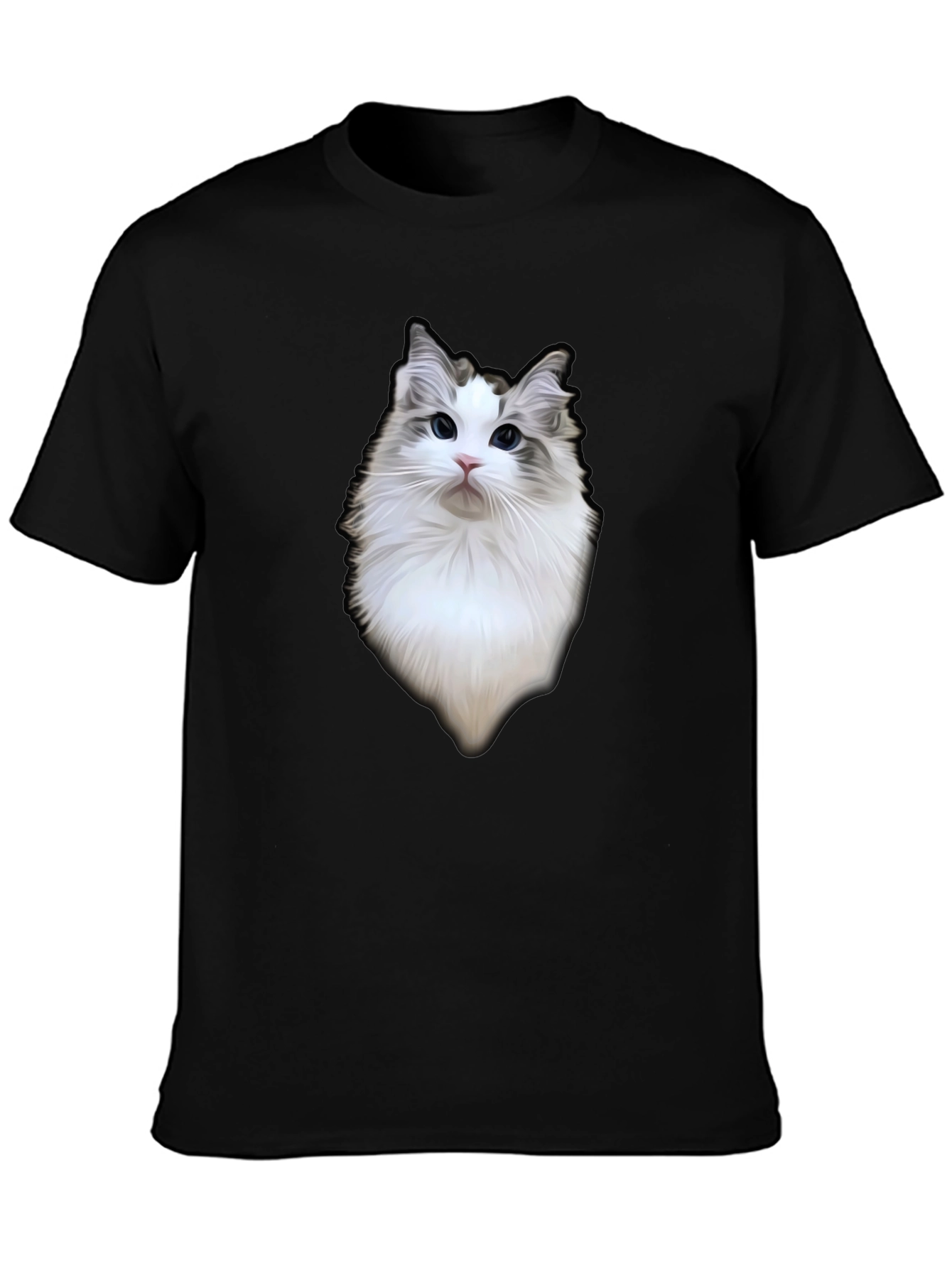 Cat Portrait Black T-Shirt