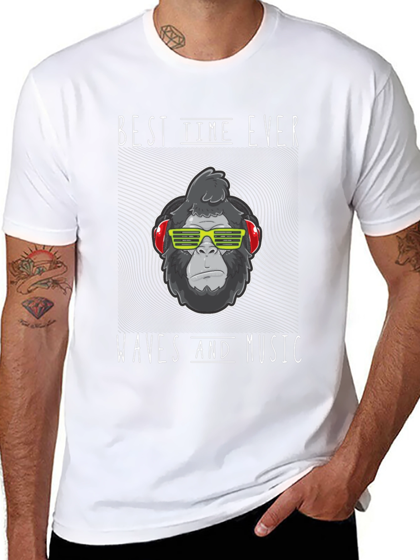 Cool Gorilla Waves Music T-Shirt