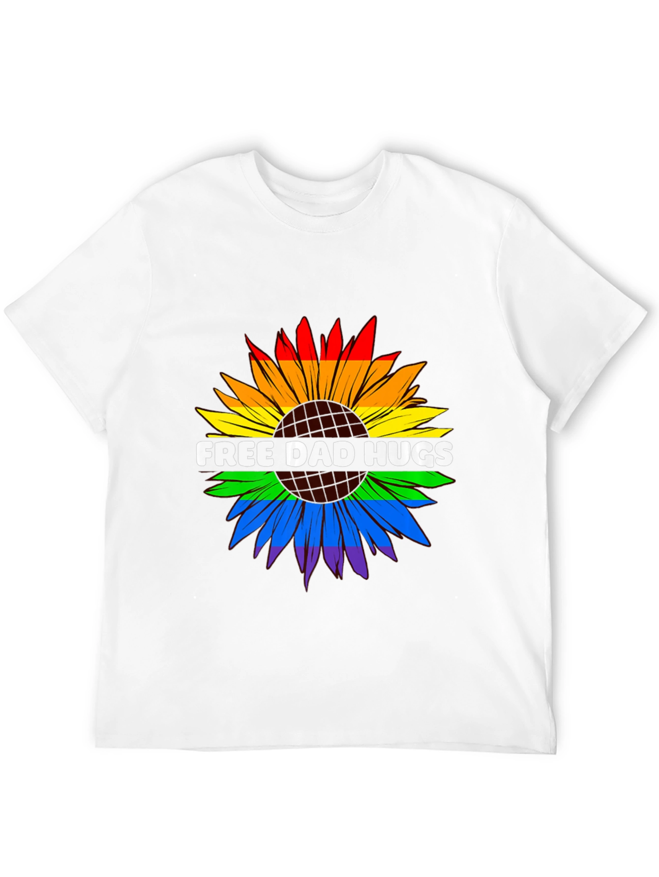 Free Dad Hugs LGBTQ Pride Sunflower T-Shirt