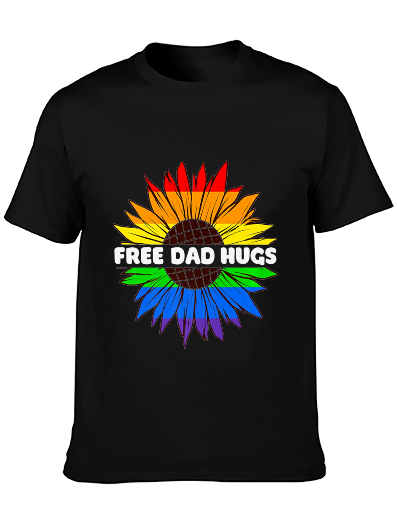 Free Dad Hugs LGBTQ Pride Sunflower T-Shirt