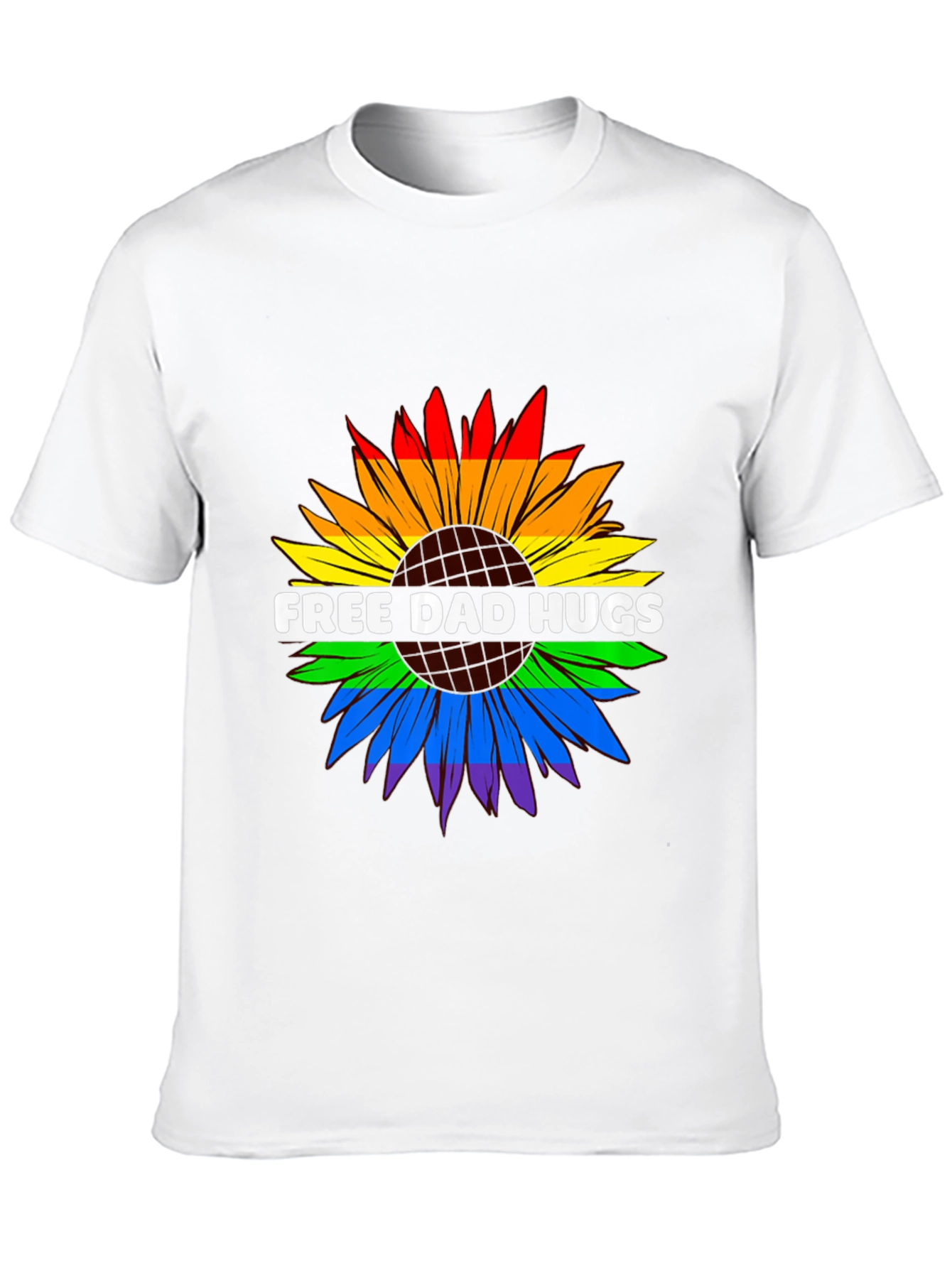 Free Dad Hugs LGBTQ Pride Sunflower T-Shirt