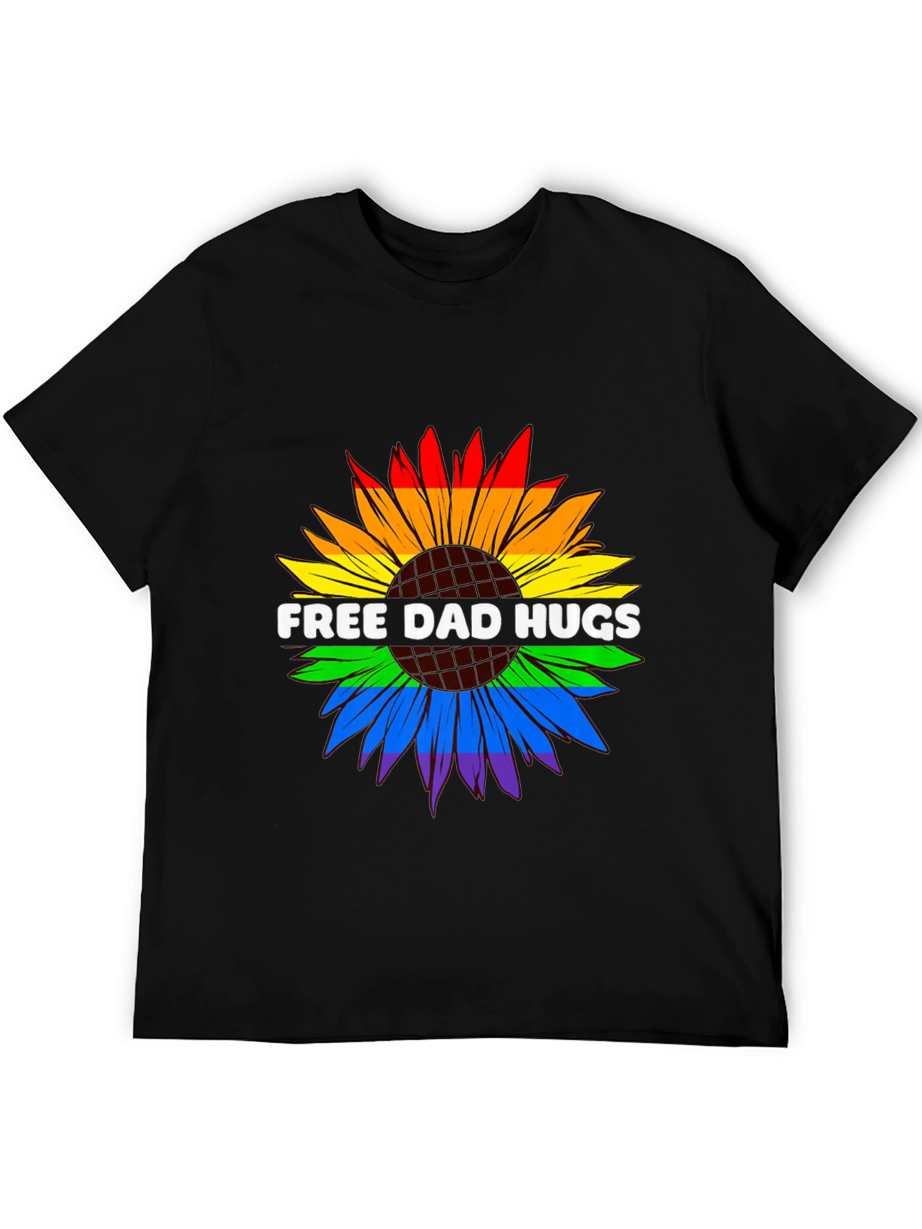 Free Dad Hugs LGBTQ Pride Sunflower T-Shirt