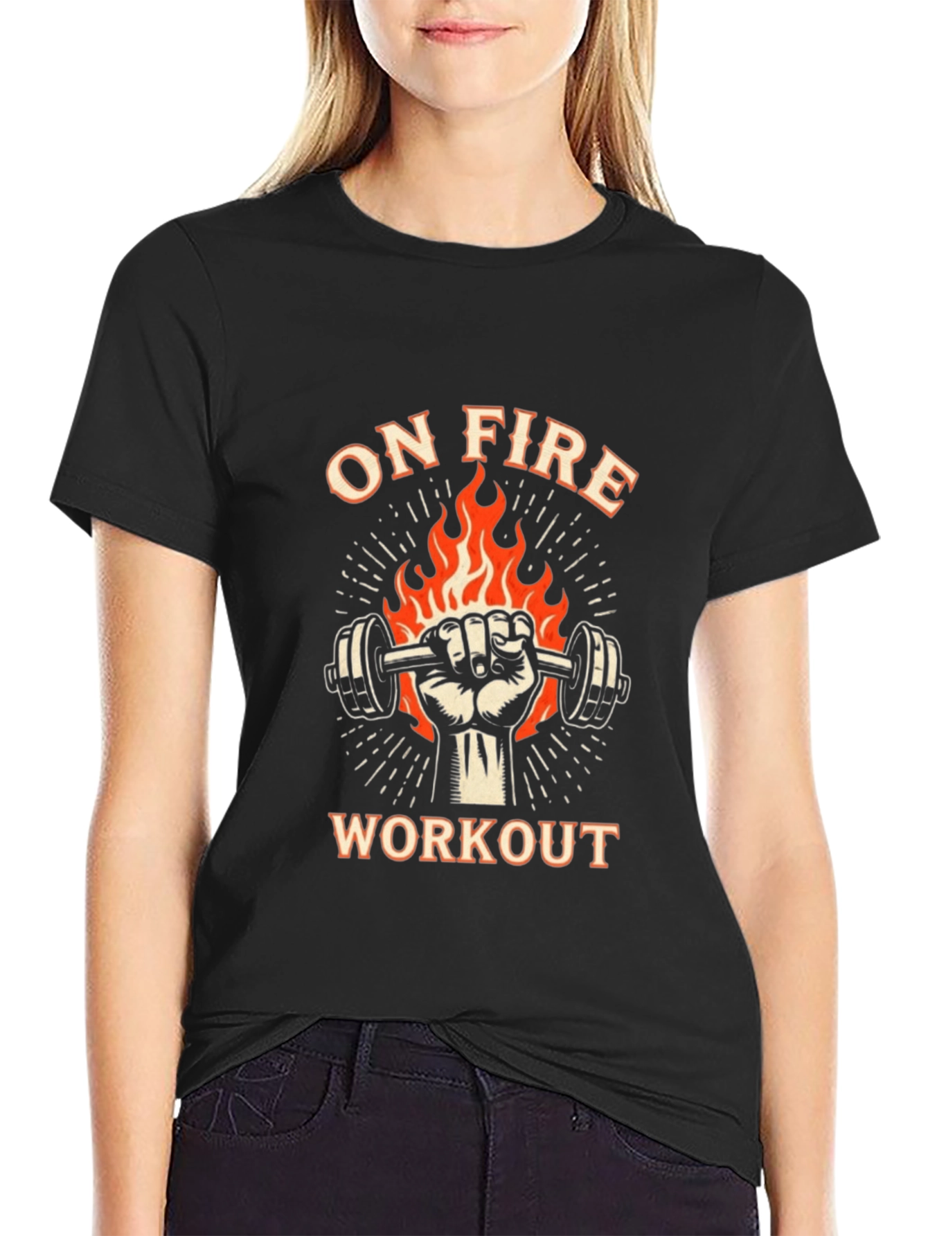 On Fire Workout Black Graphic Tee