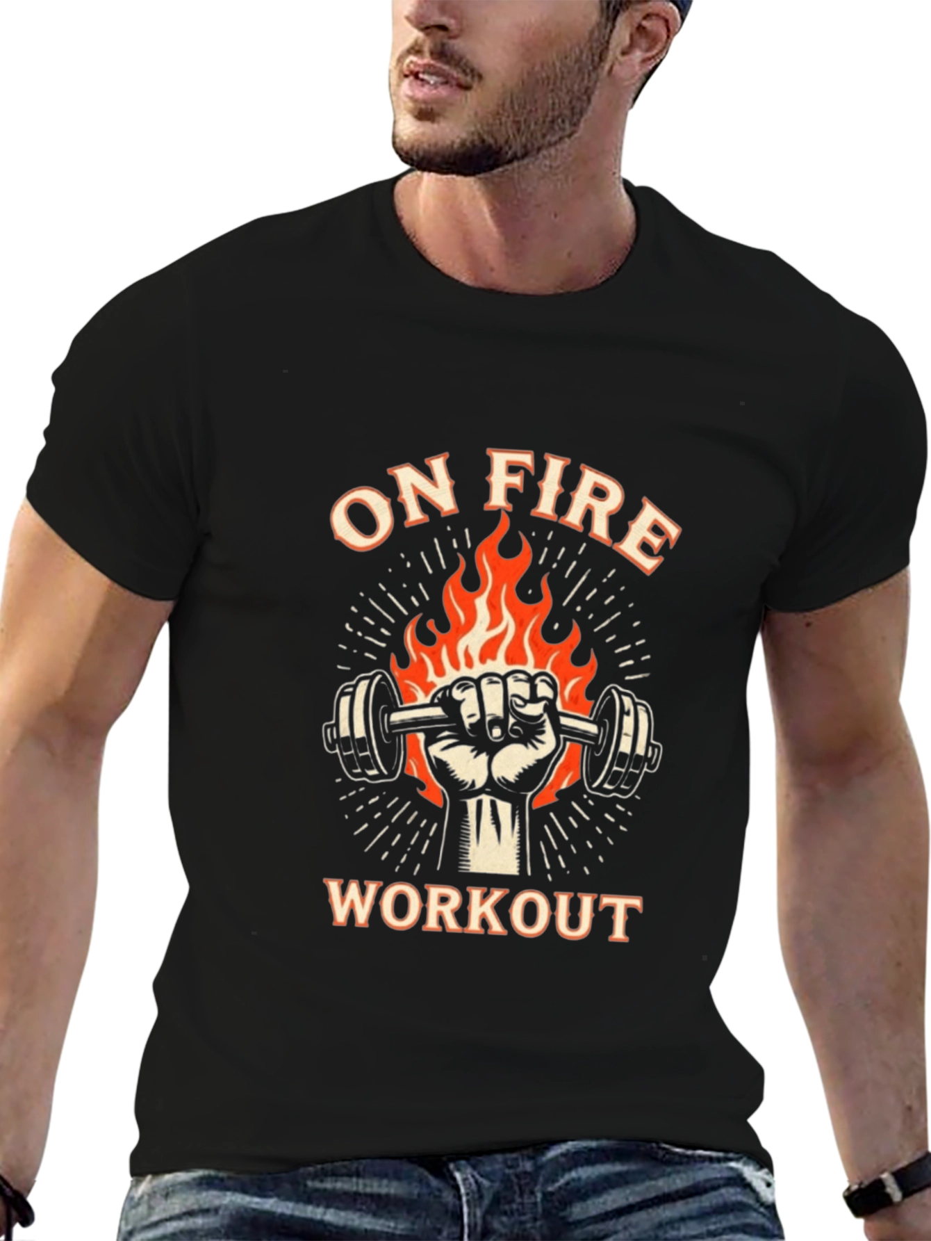 On Fire Workout Black Graphic Tee