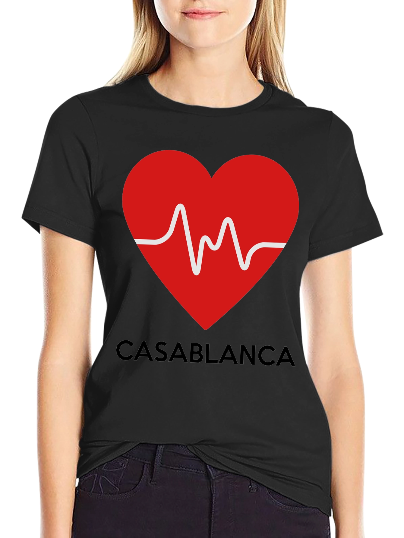 Casablanca Heartbeat Graphic T-Shirt - Stylish Black Tee