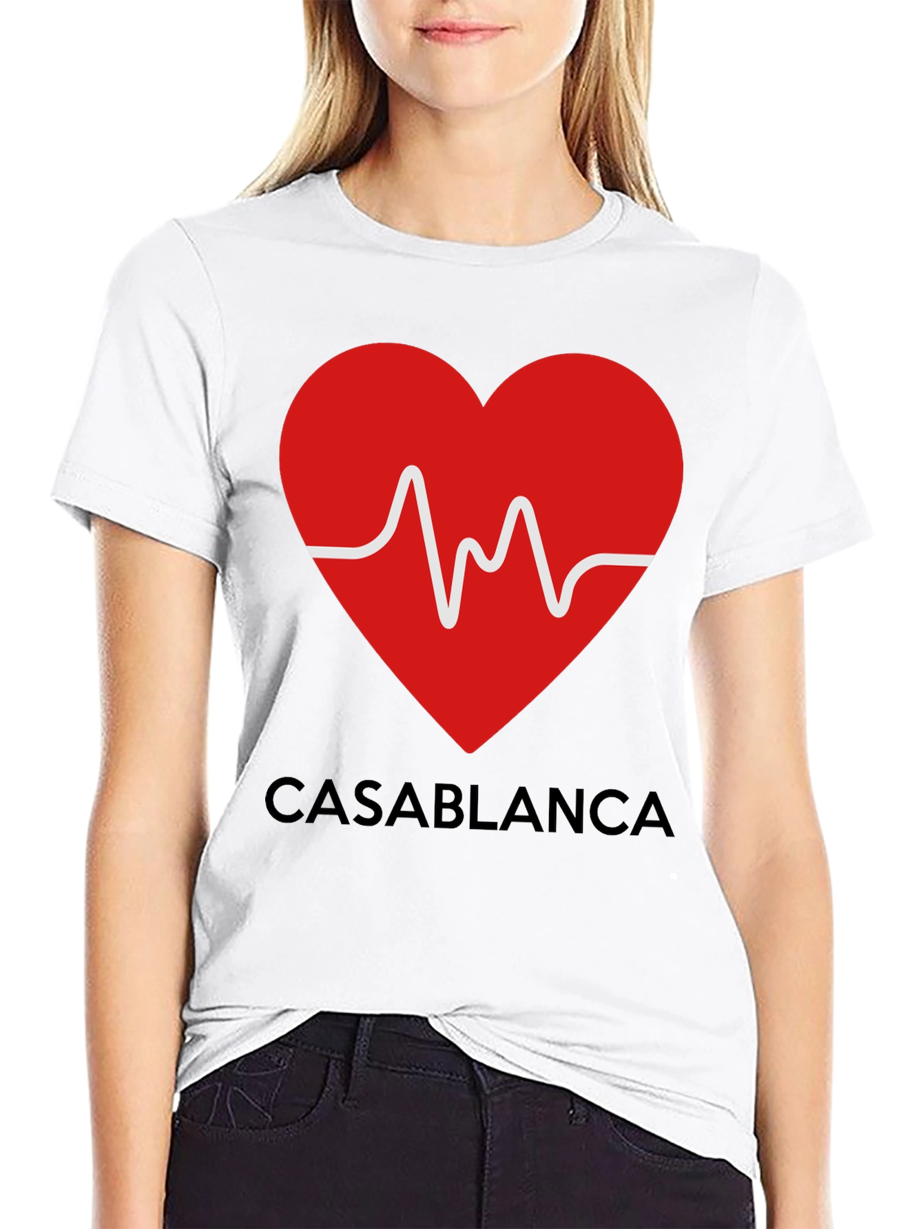 Casablanca Heartbeat Graphic T-Shirt - Stylish Black Tee