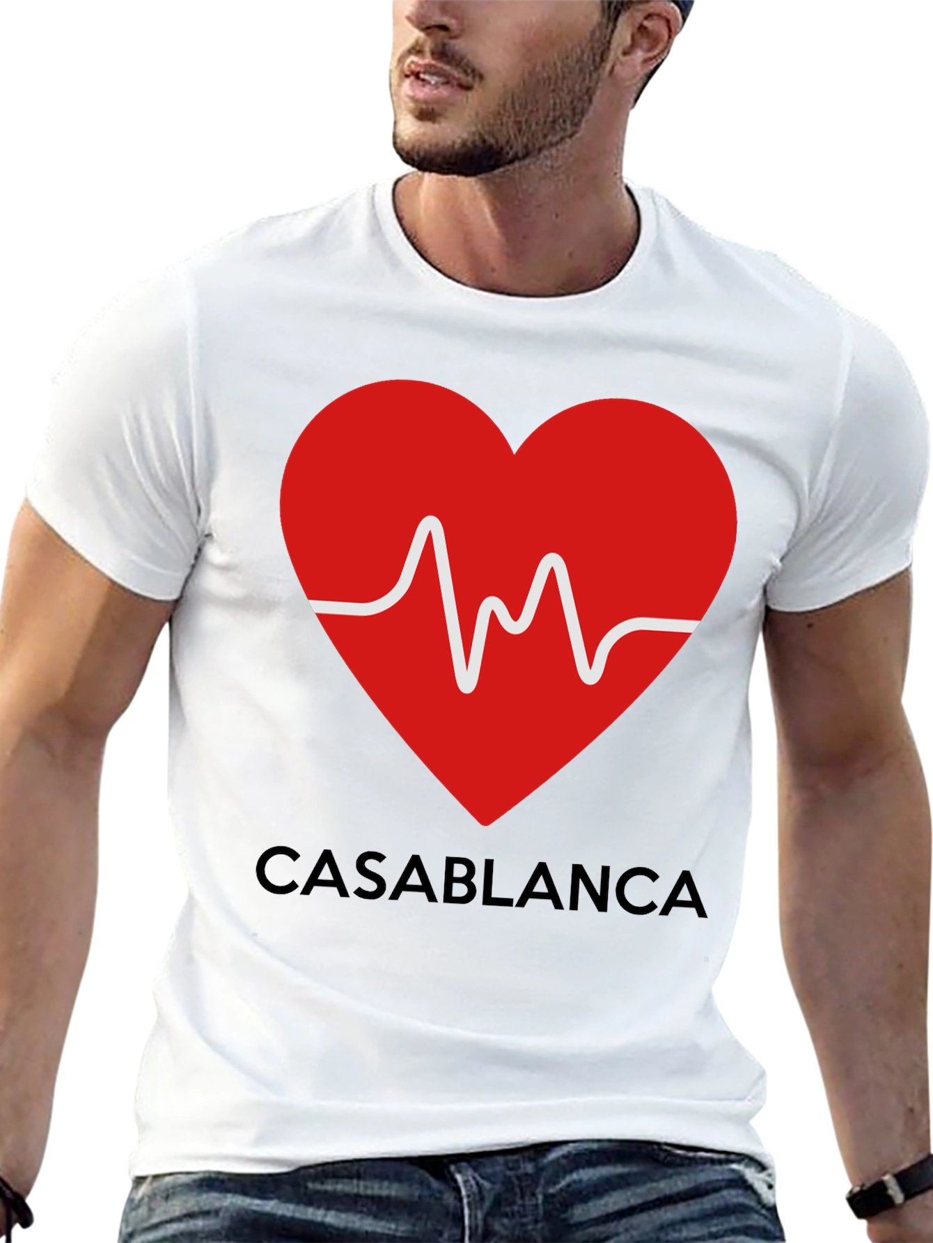 Casablanca Heartbeat Graphic T-Shirt - Stylish Black Tee