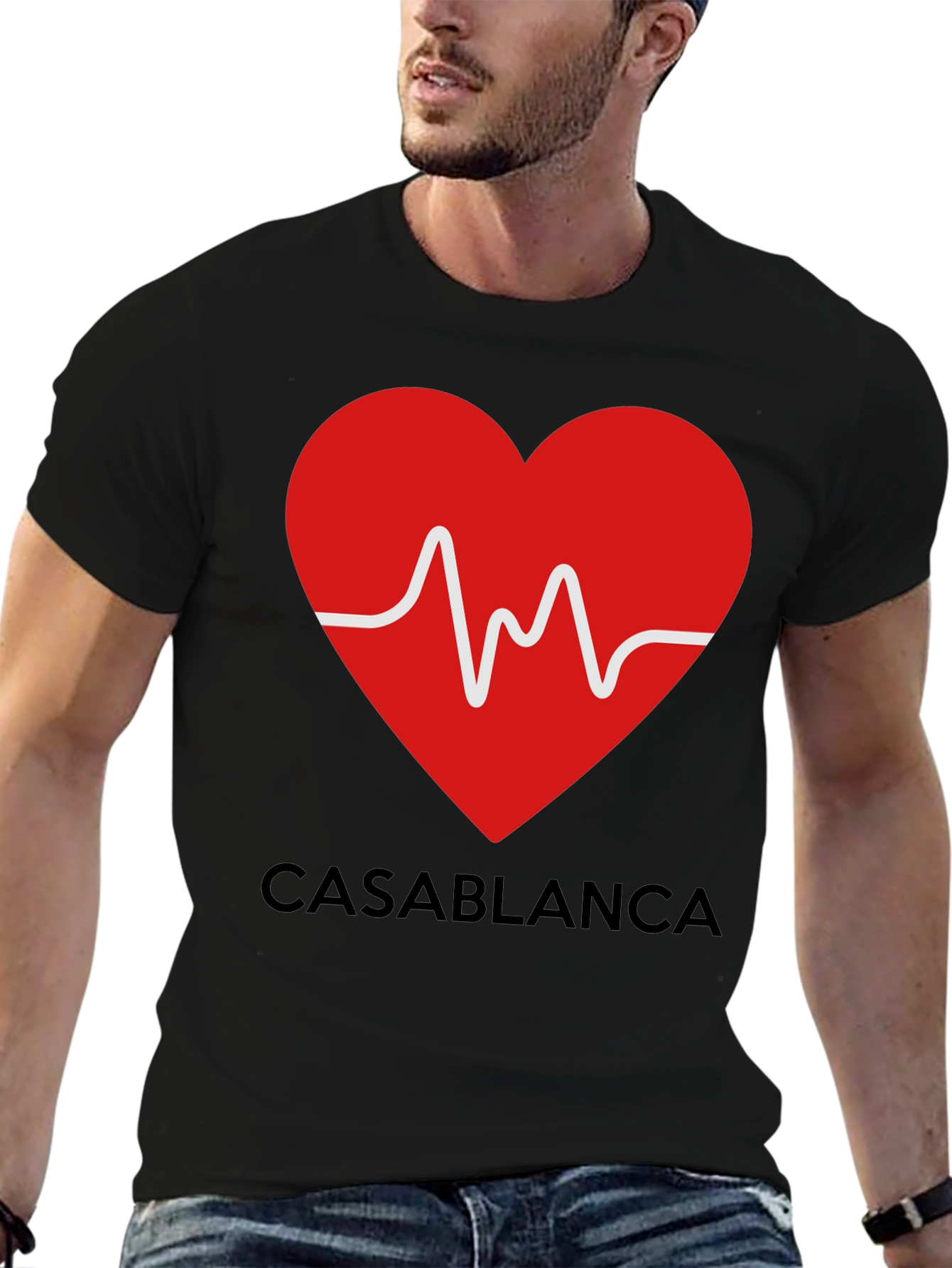 Casablanca Heartbeat Graphic T-Shirt - Stylish Black Tee