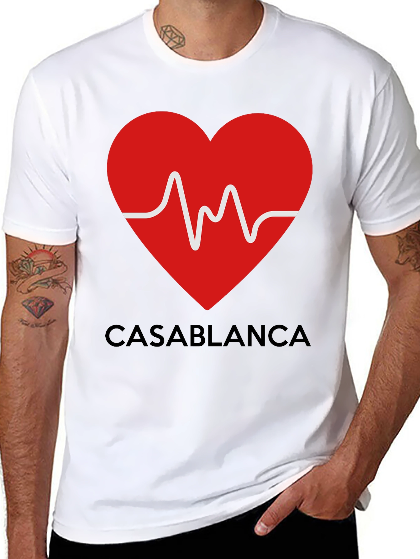 Casablanca Heartbeat Graphic T-Shirt - Stylish Black Tee