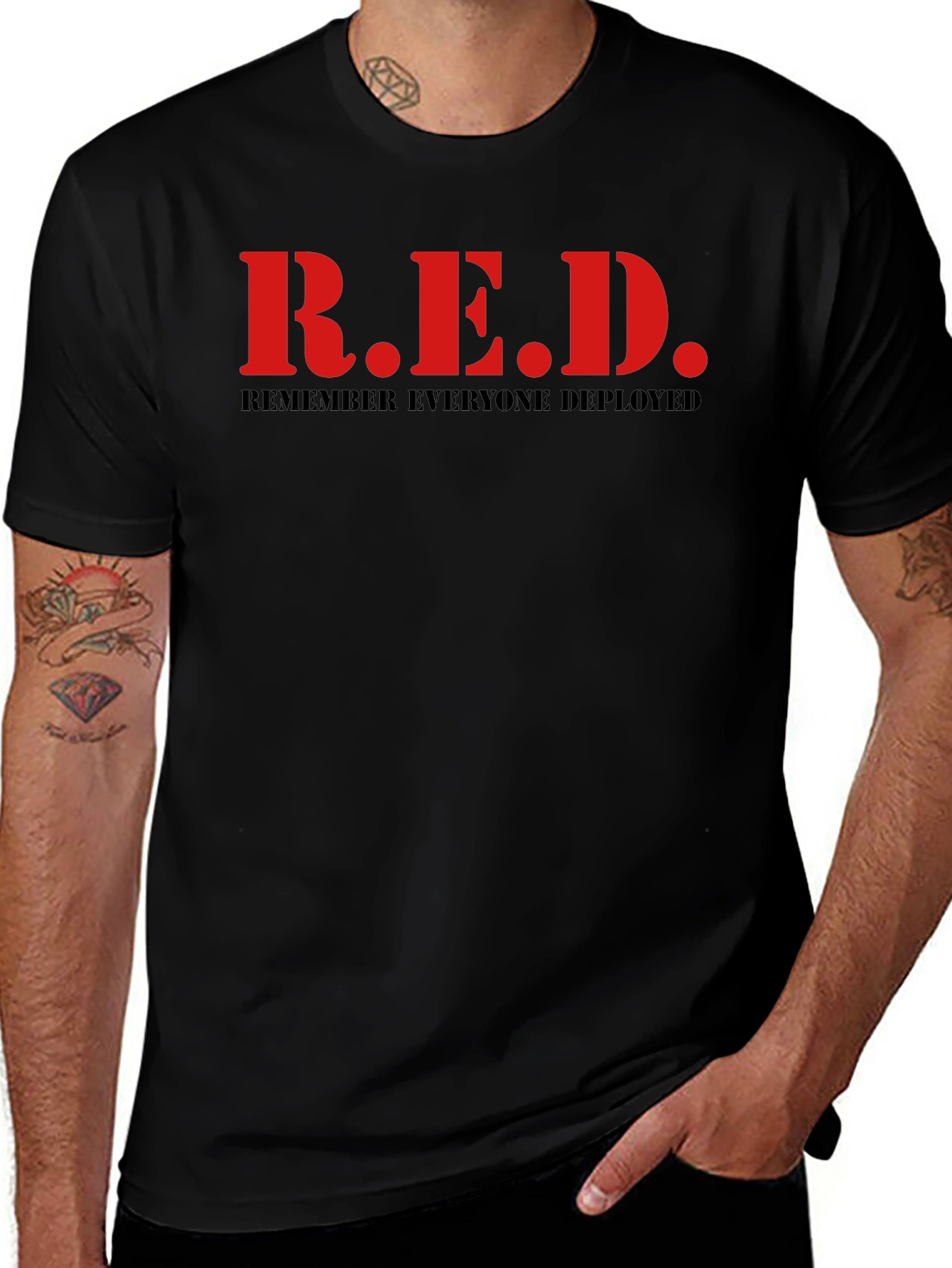 R.E.D. Remember Everyone Deployed Black T-Shirt