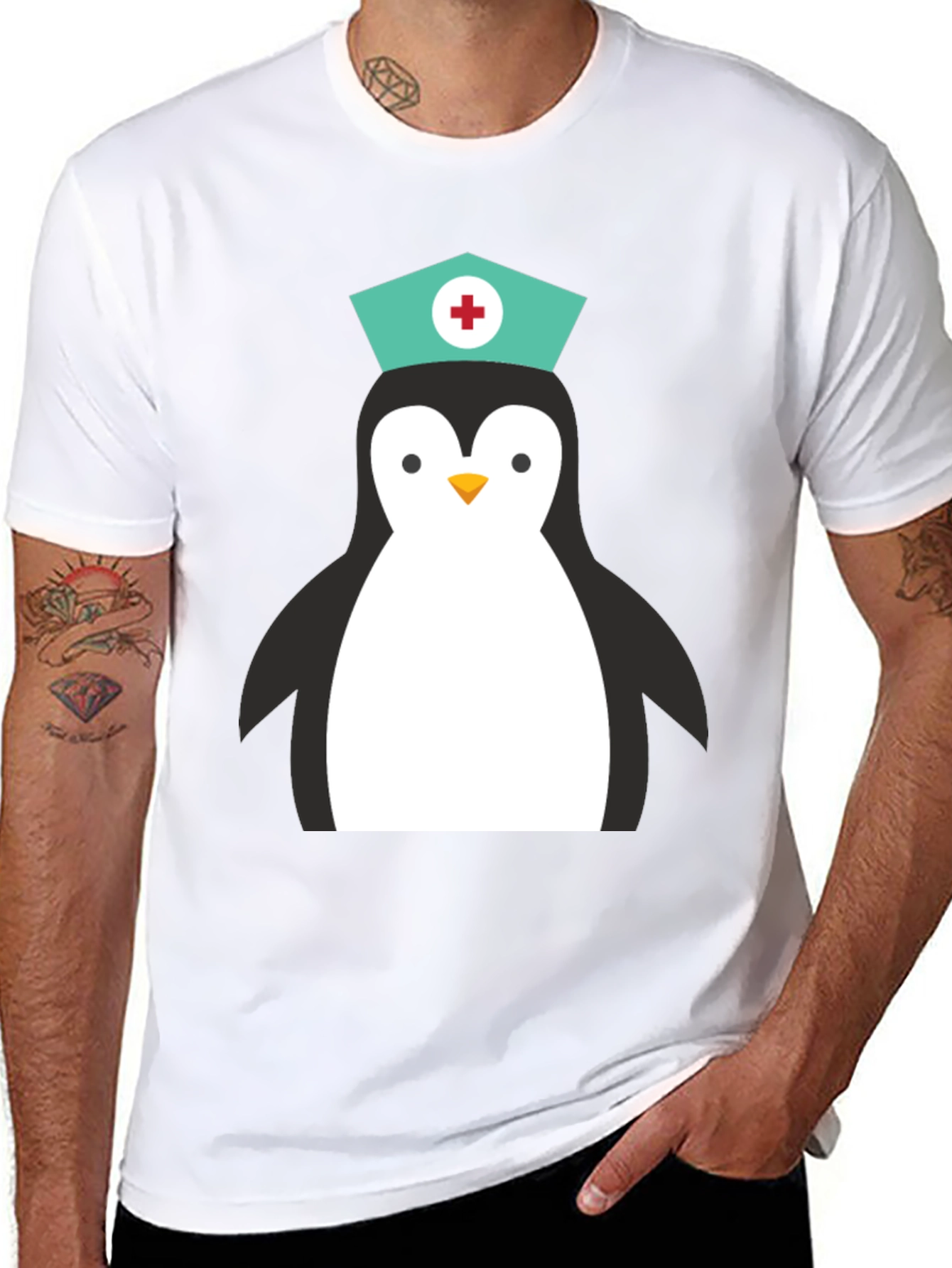 Nurse Penguin Graphic T-Shirt