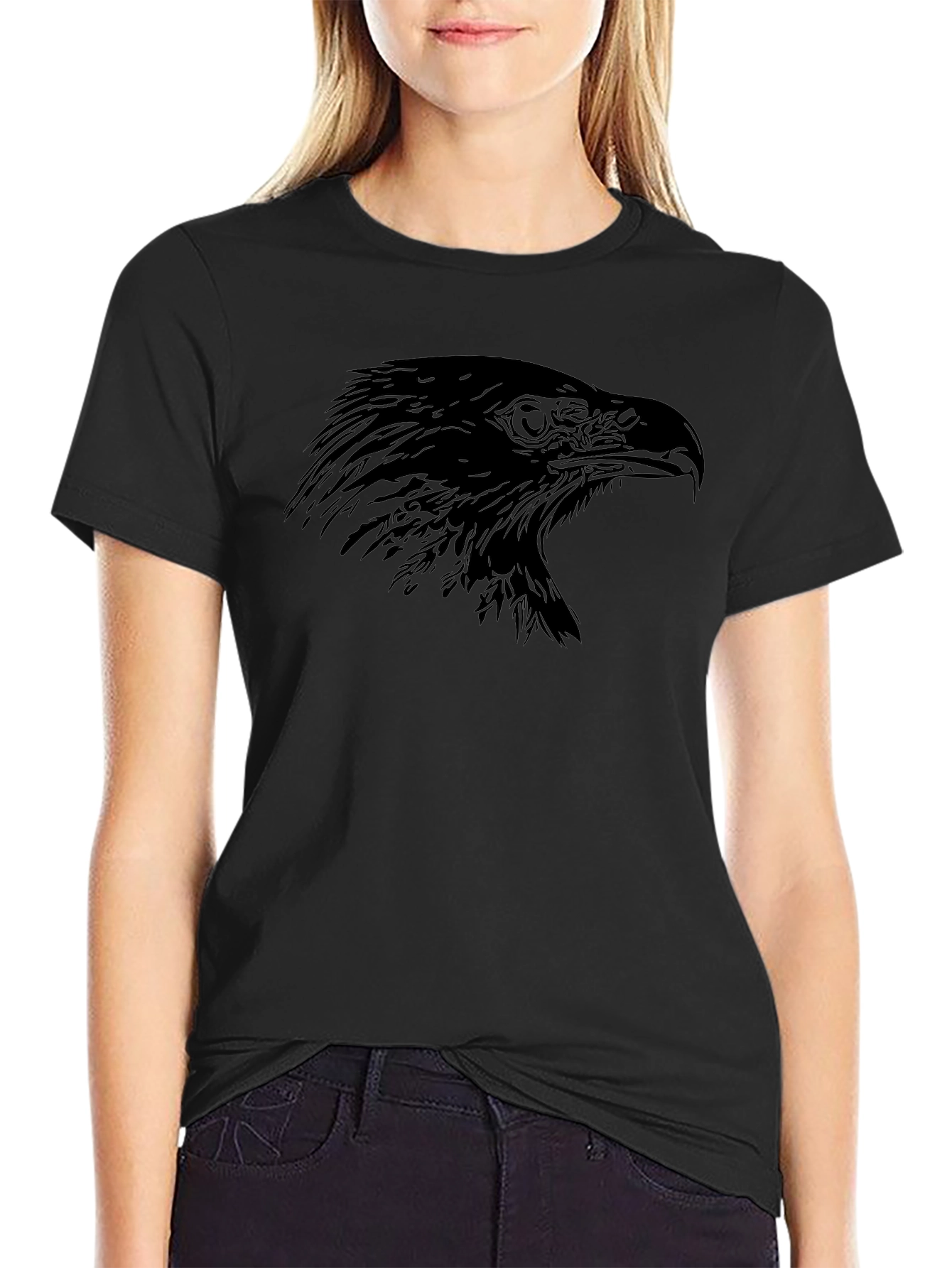 Mens Black Eagle Graphic Tee - Stylish Bird Design
