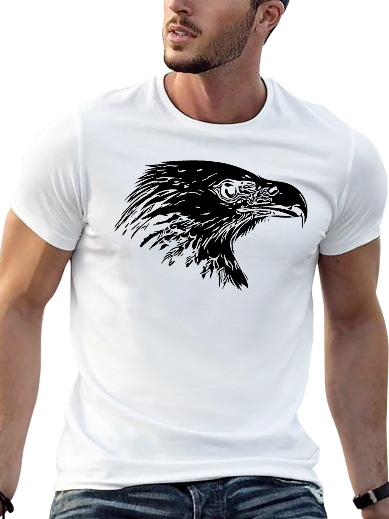 Mens Black Eagle Graphic Tee - Stylish Bird Design