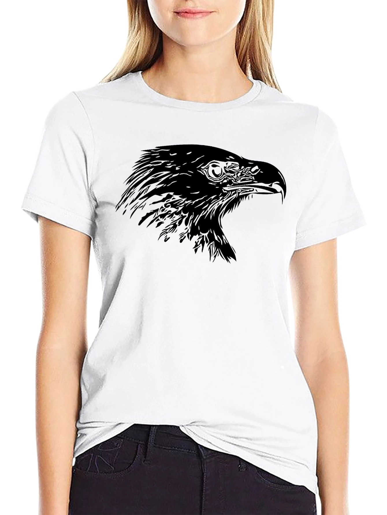 Mens Black Eagle Graphic Tee - Stylish Bird Design