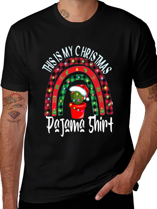 Christmas Pajama Shirt Tee - Cactus Rainbow Holiday Top