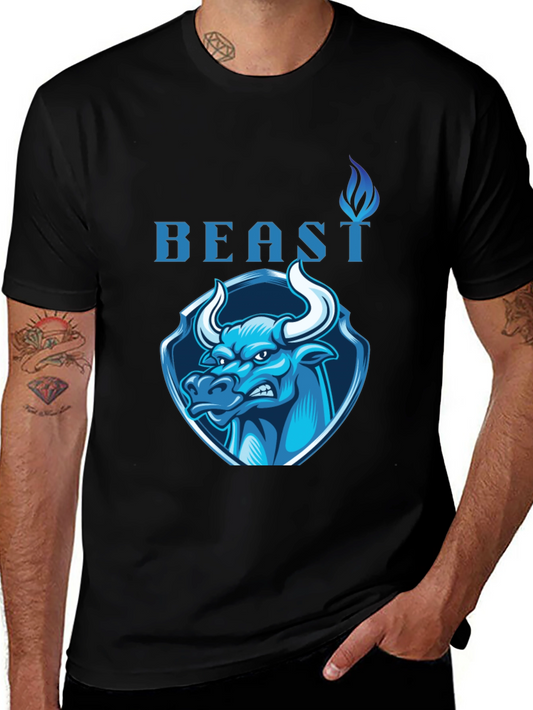 Beast Bull Graphic Tee - Black Cotton T-Shirt