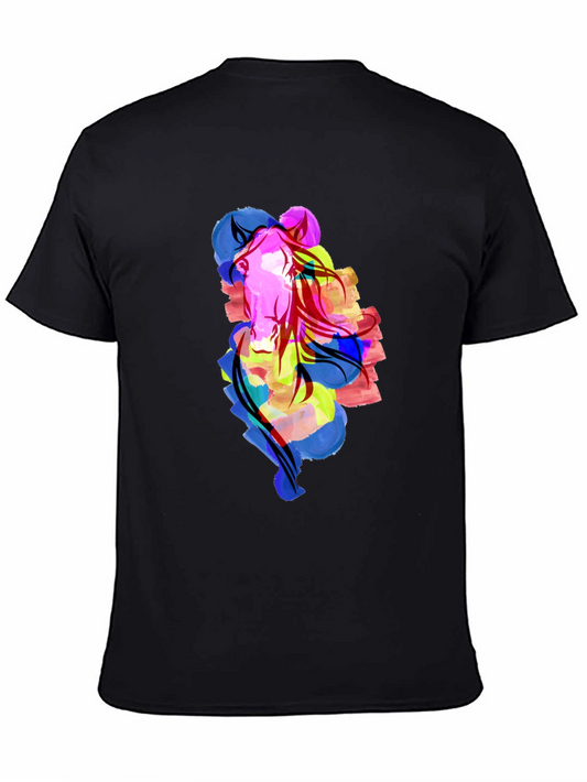 Abstract Horse Graphic Black Tee Shirt