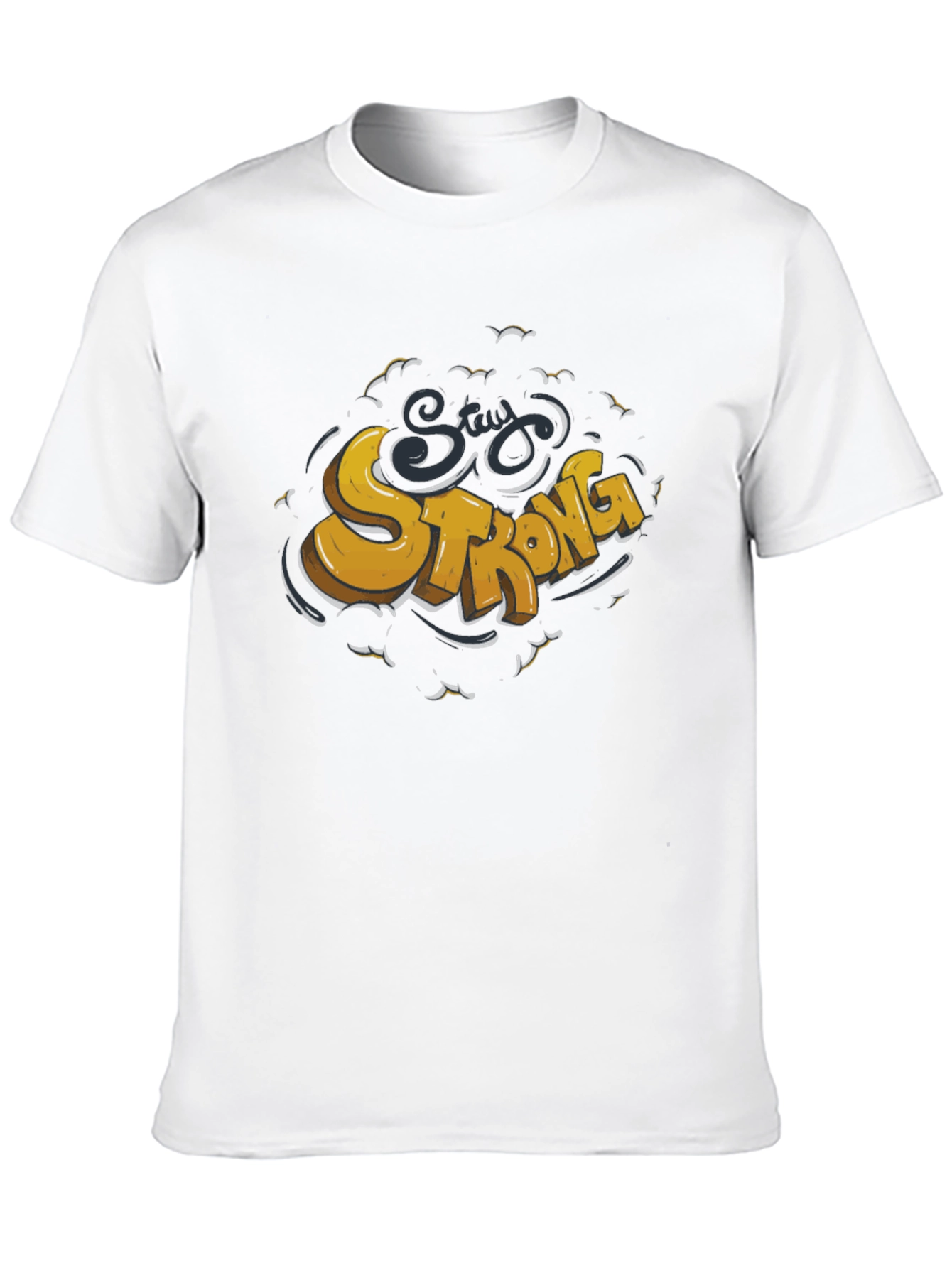 Stay Strong Graphic Tee - Black Crew Neck T-Shirt
