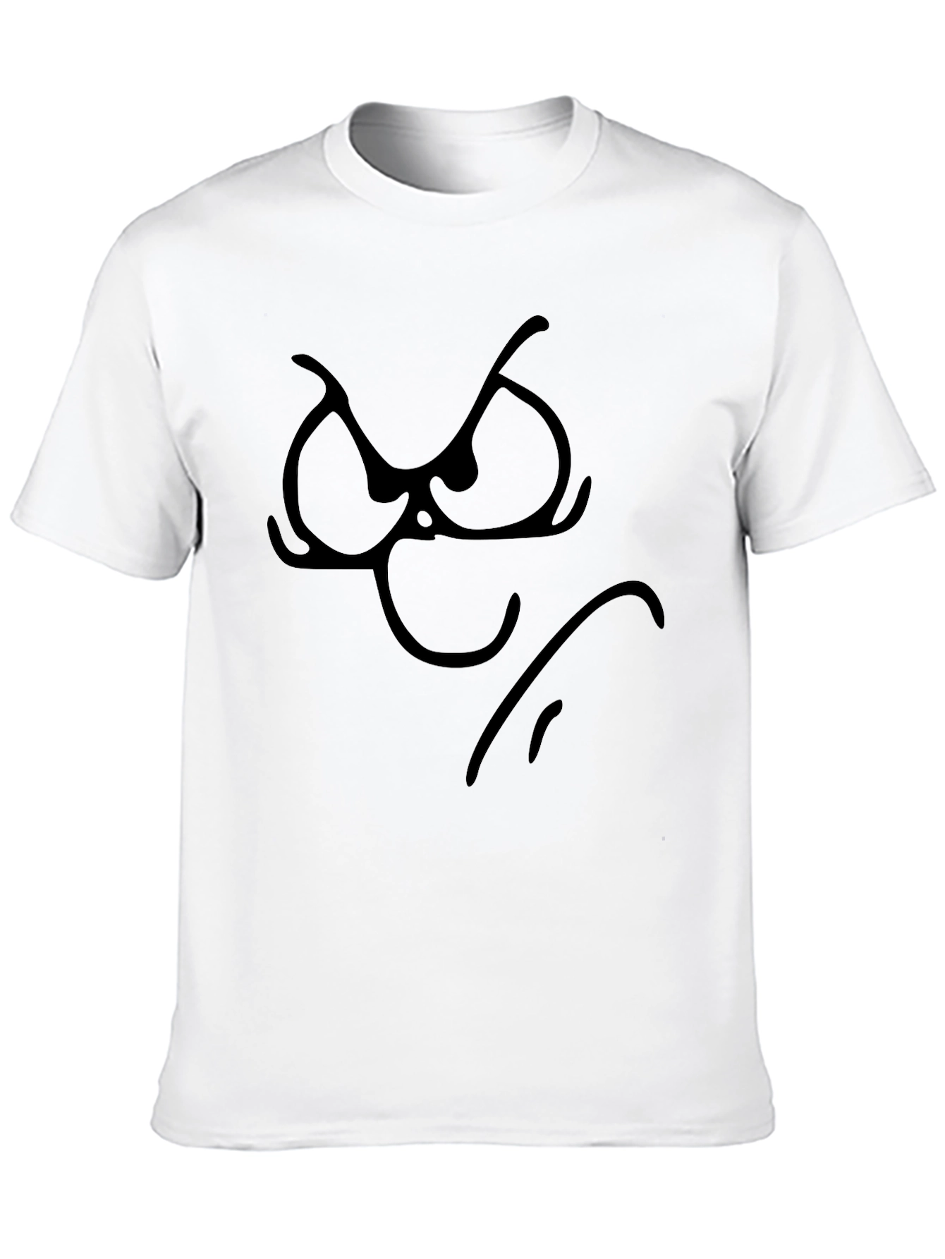 Grumpy Face Graphic Tee - Black Cotton T-Shirt