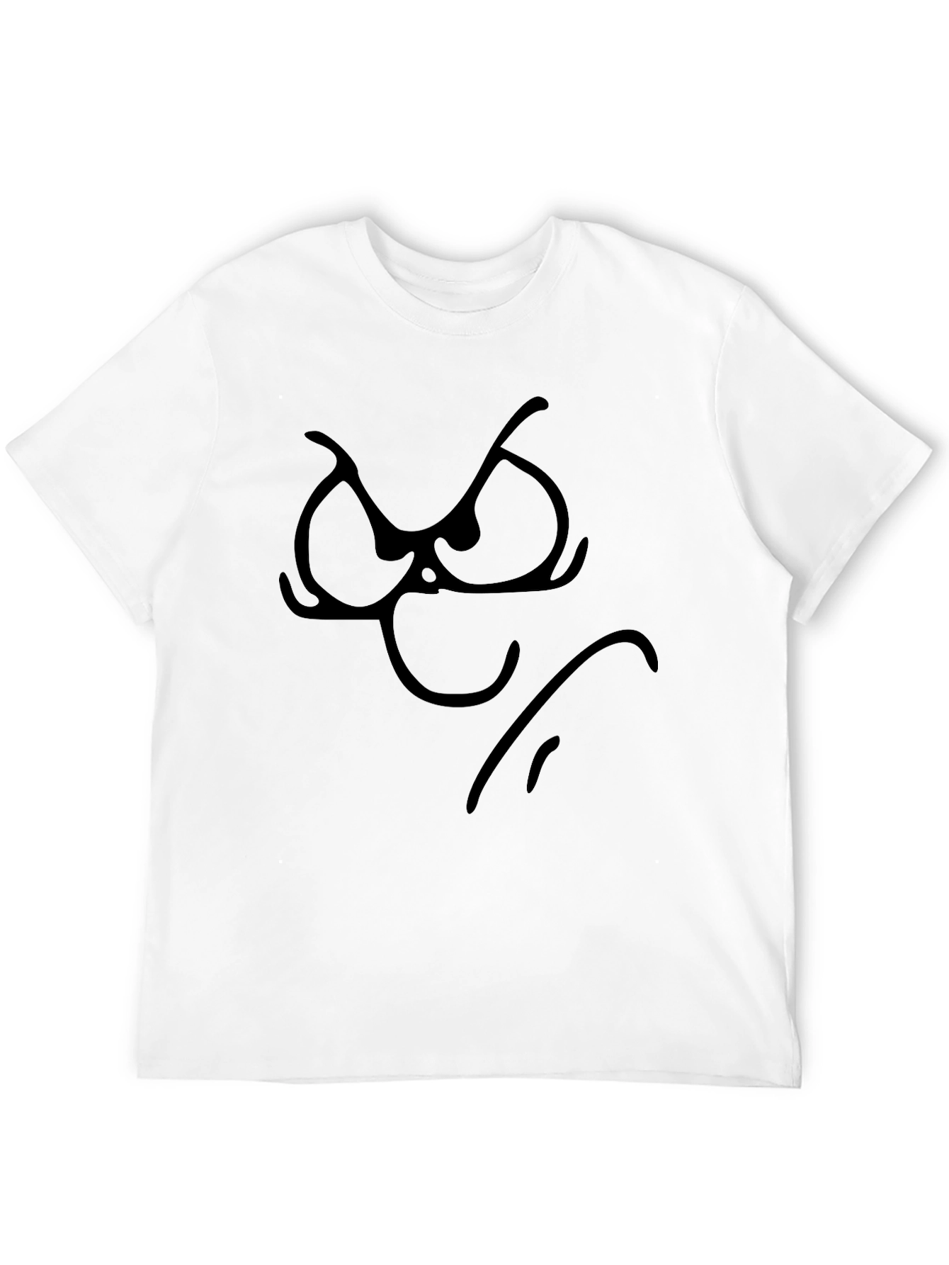 Grumpy Face Graphic Tee - Black Cotton T-Shirt