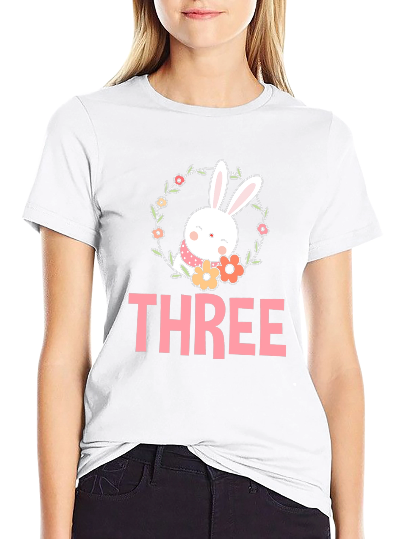 Cute Easter Bunny Three 3rd Birthday T-Shirt