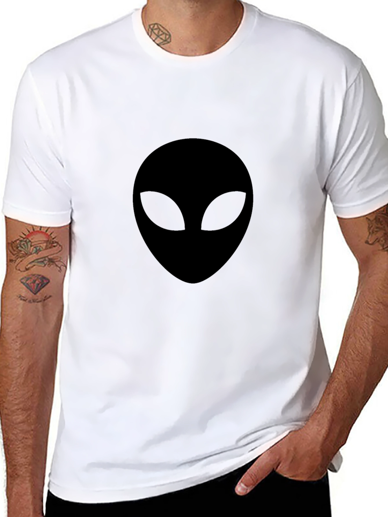 Mens Black Alien Graphic T-Shirt