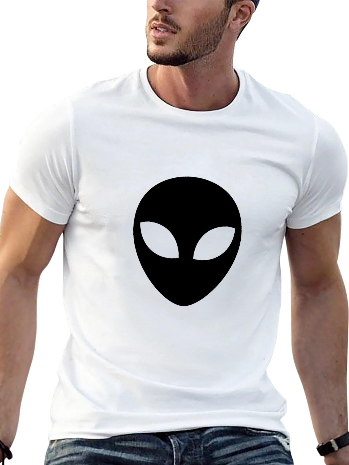 Mens Black Alien Graphic T-Shirt