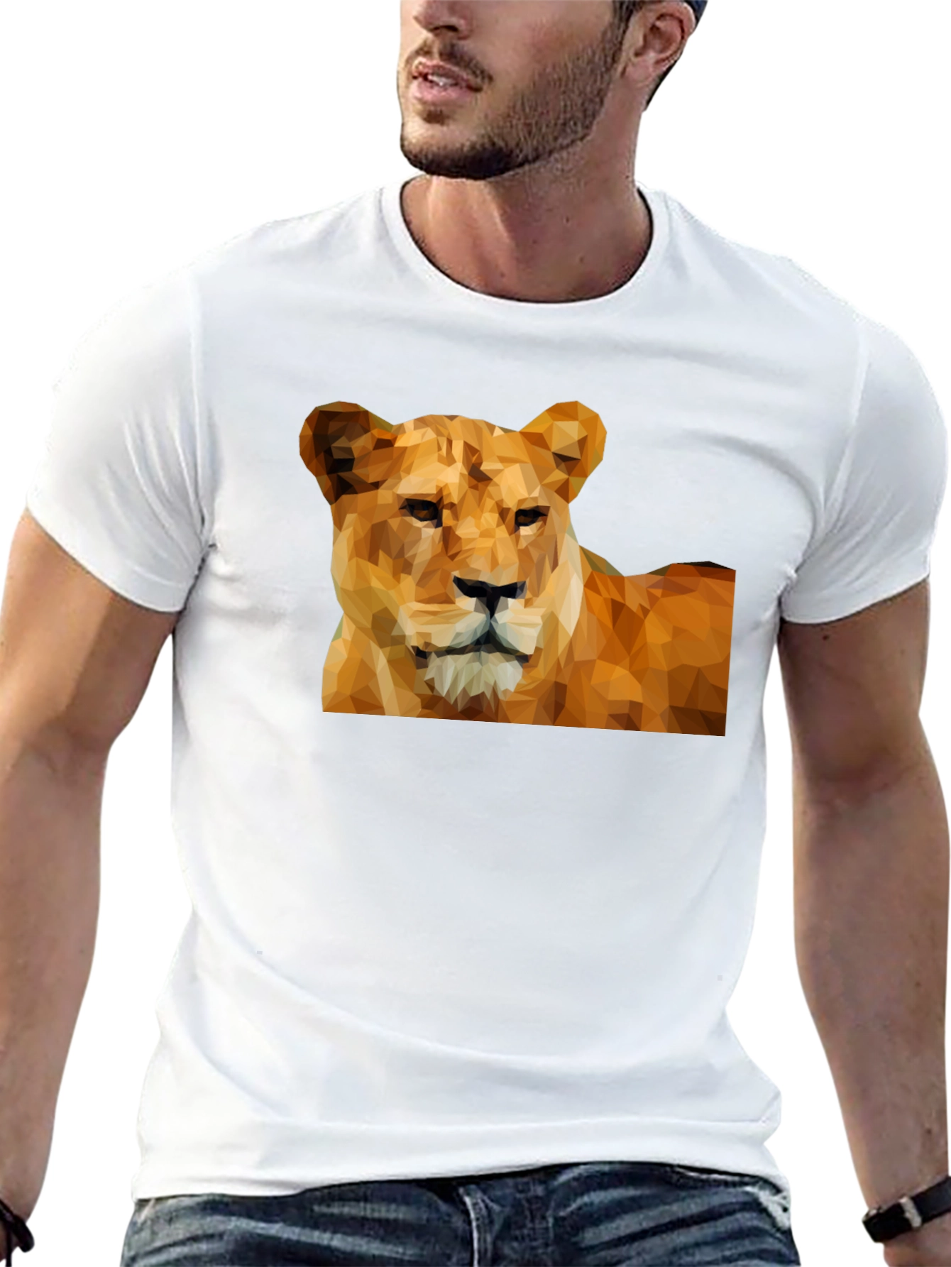 Geometric Lioness Graphic Tee - Black