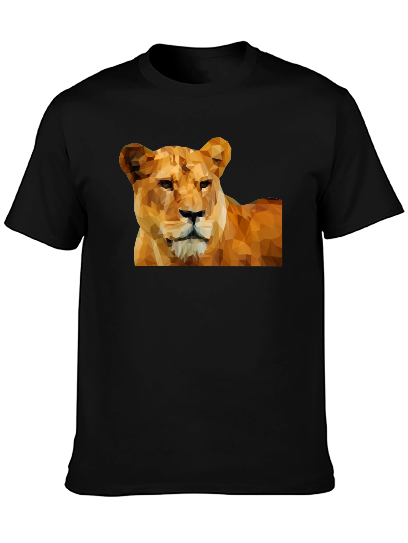 Geometric Lioness Graphic Tee - Black