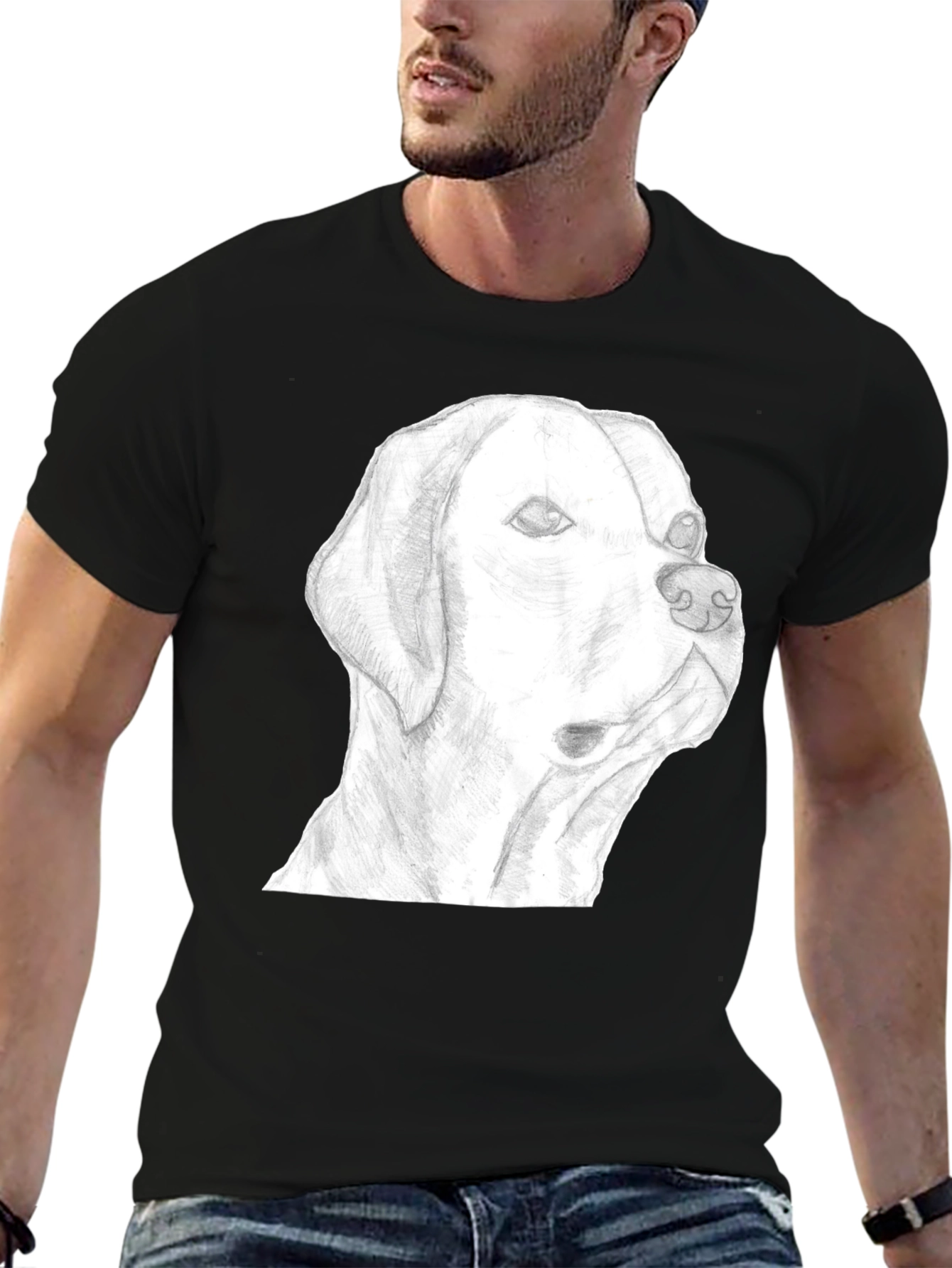Dog Sketch Graphic Tee - Black