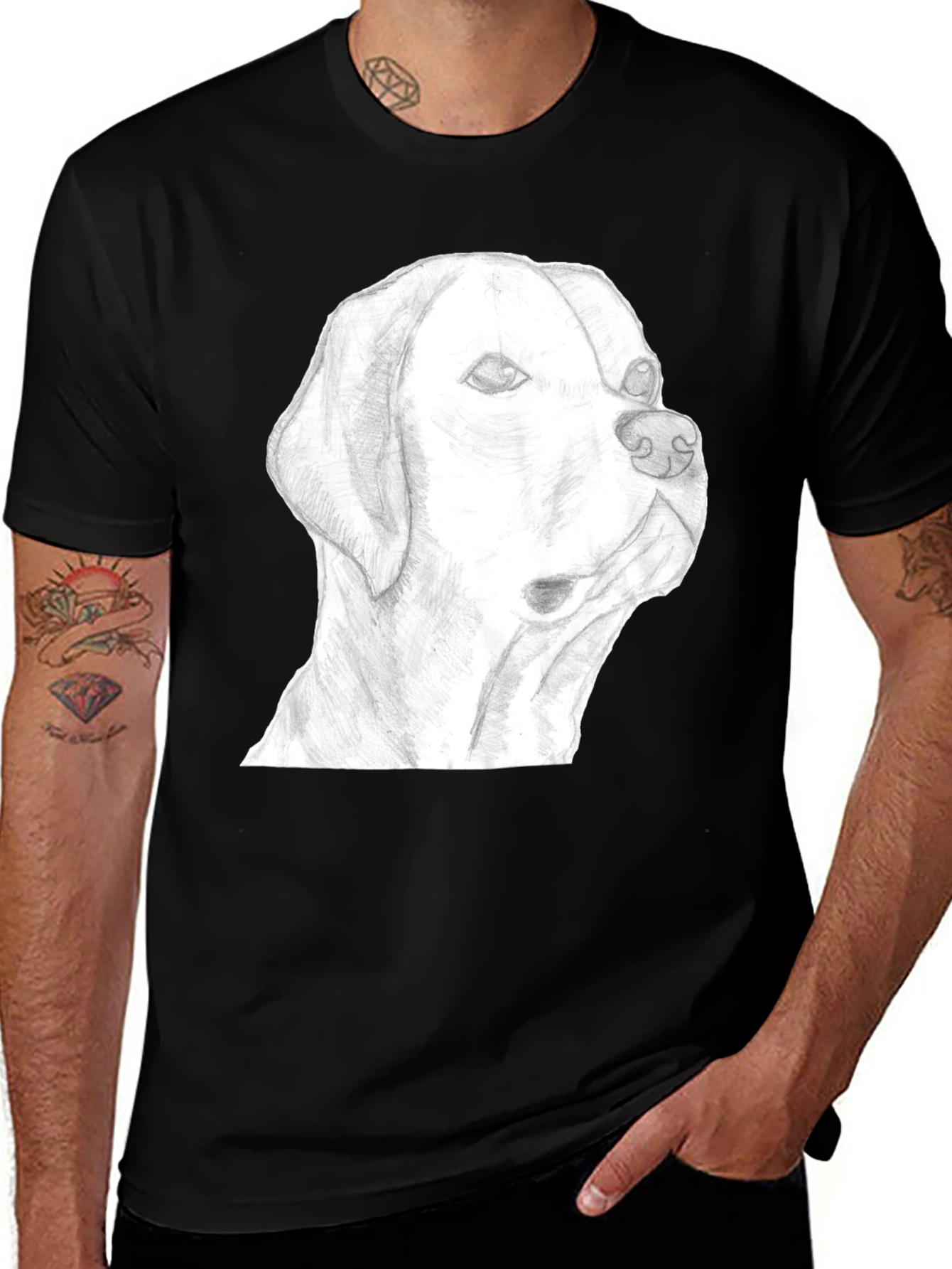 Dog Sketch Graphic Tee - Black