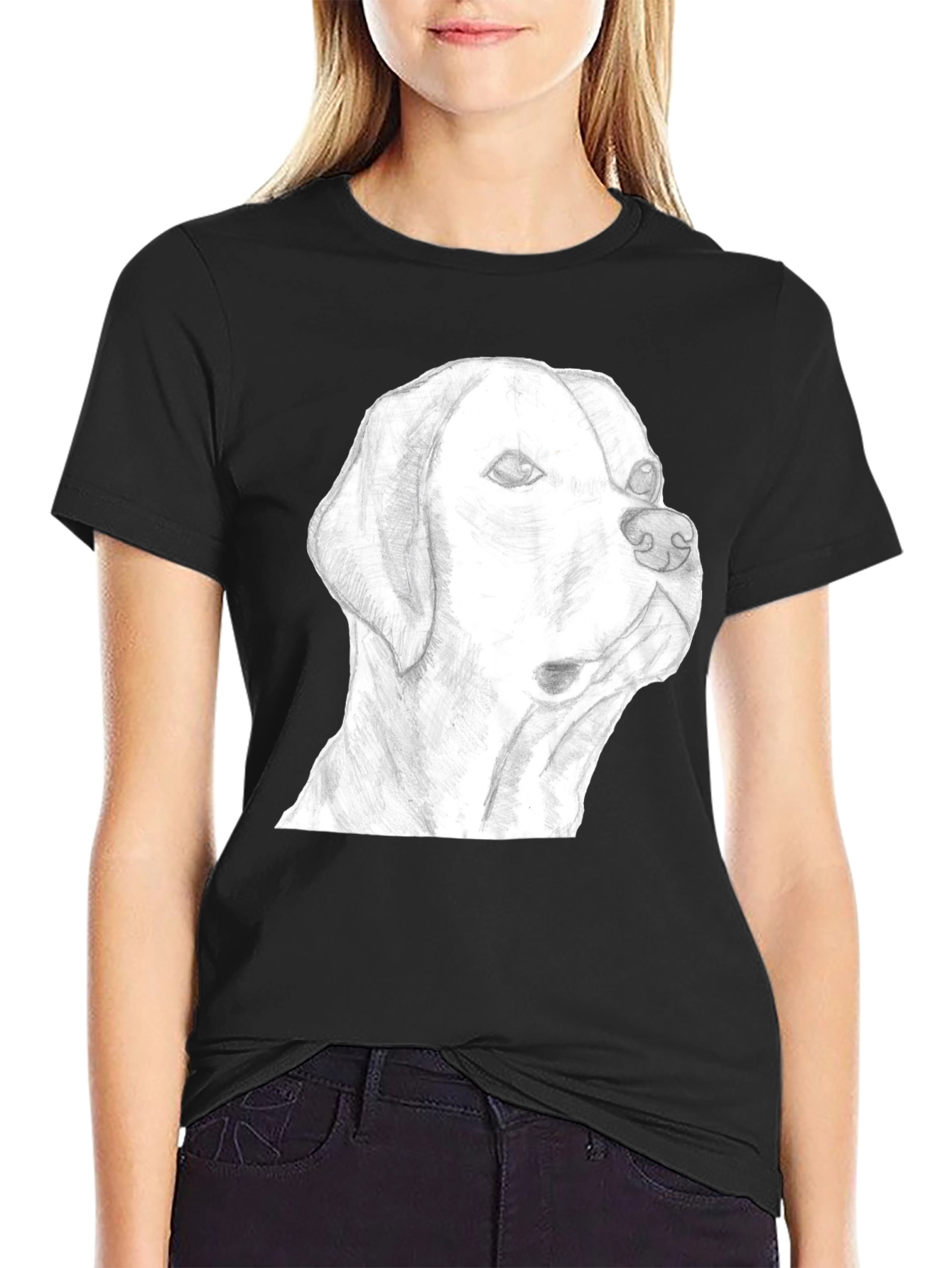 Dog Sketch Graphic Tee - Black