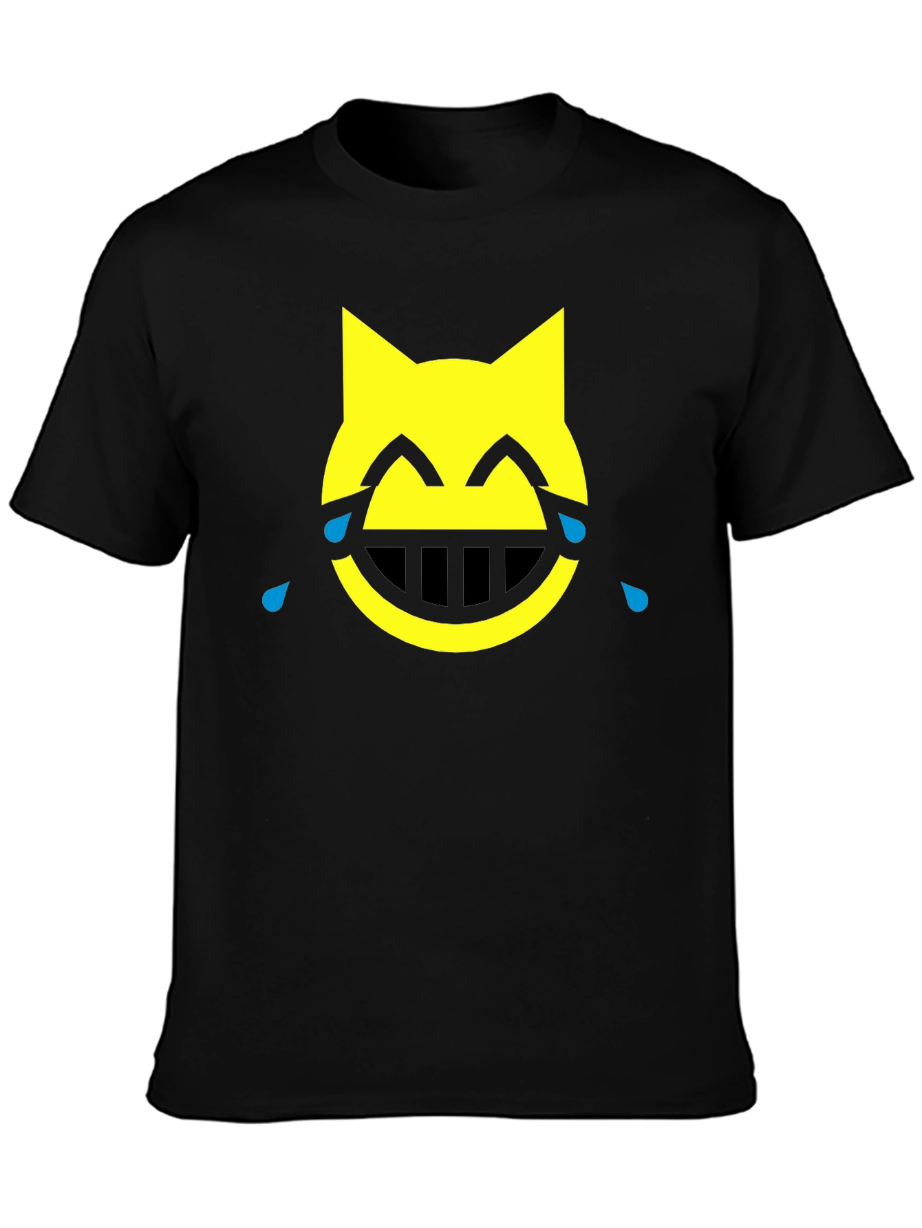 Funny Cat Crying Black T-Shirt
