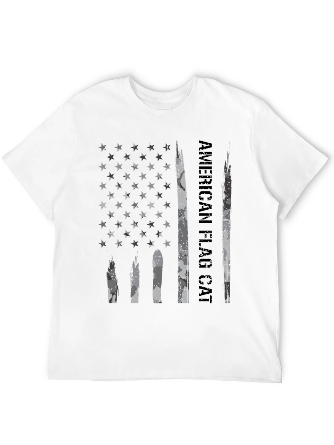 American Flag Cat T-Shirt Black Graphic Tee